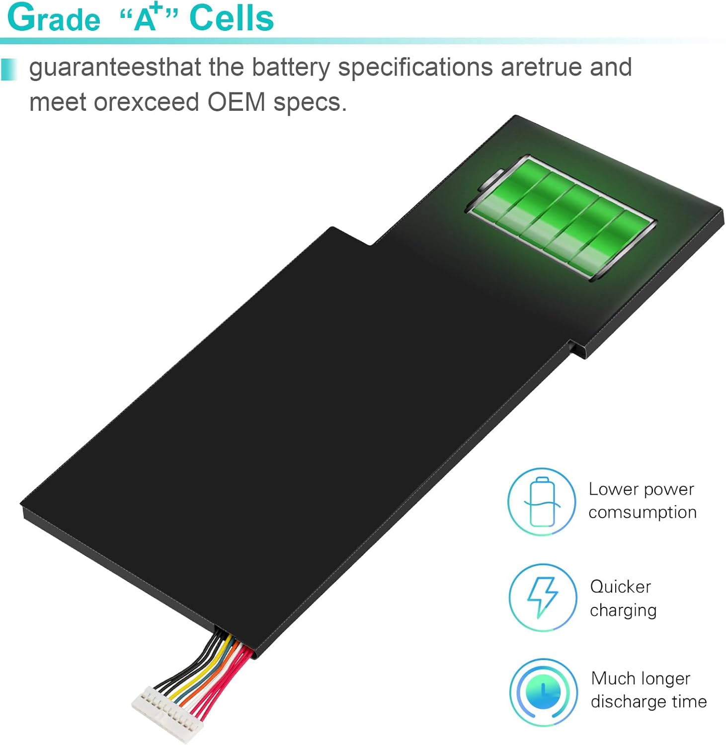 Asuncell Batteria Laptop BTY-M6K 11.4V/52.4Wh - immagine 5