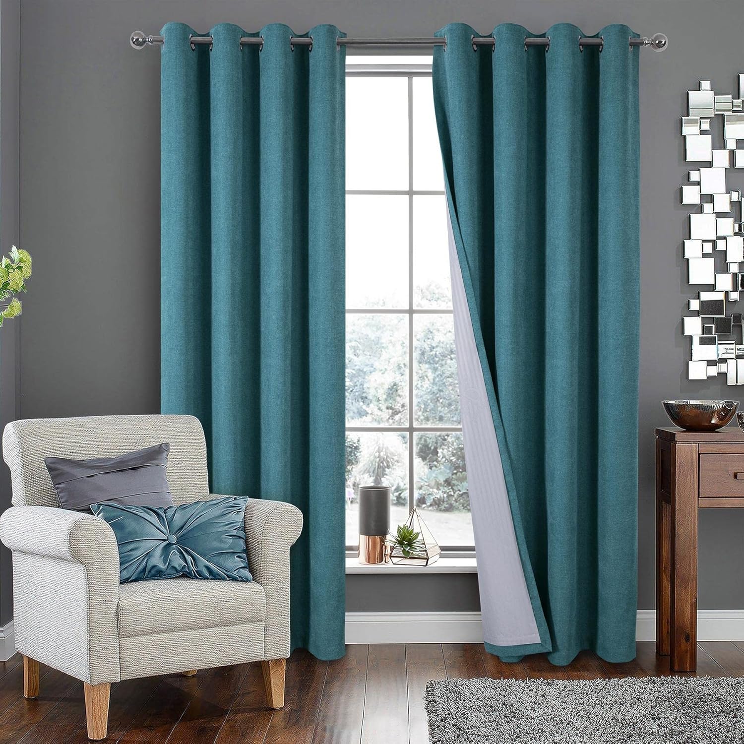 Always4u Tende Oscuranti Termiche con Occhielli, Verde - immagine 1