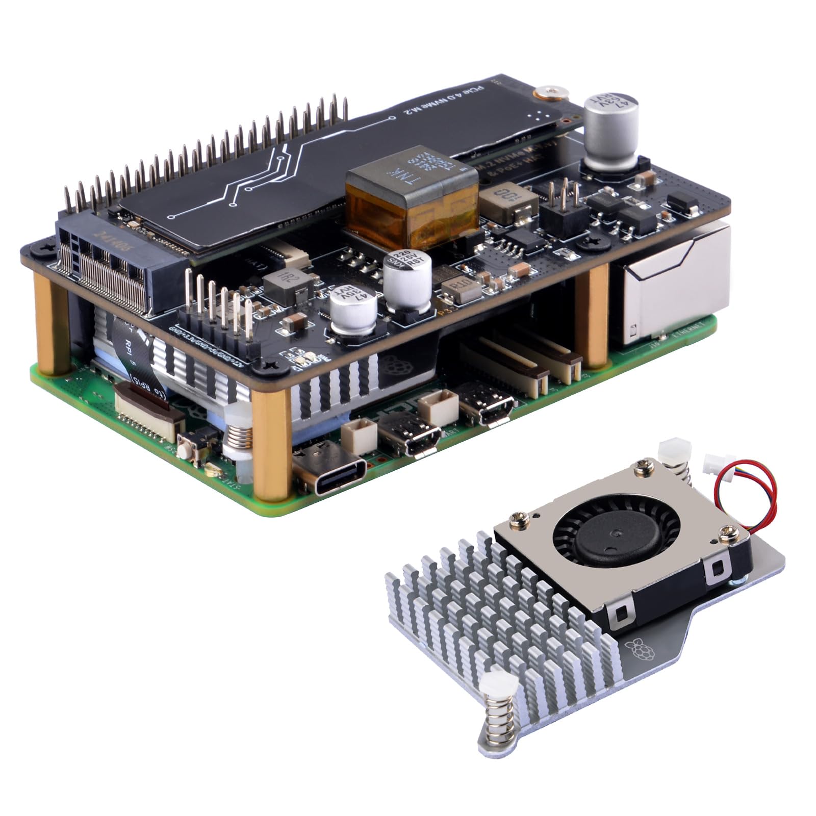 Geeekpi P33 M.2 NVME M-Key PoE+ Hat per Raspberry Pi 5