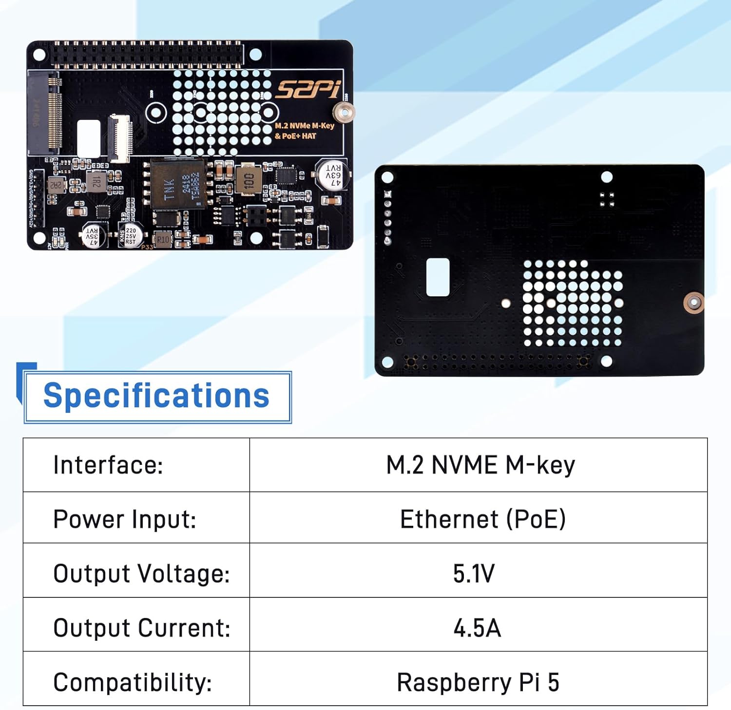 Geeekpi P33 M.2 NVME M-Key PoE+ Hat per Raspberry Pi 5 - immagine 3