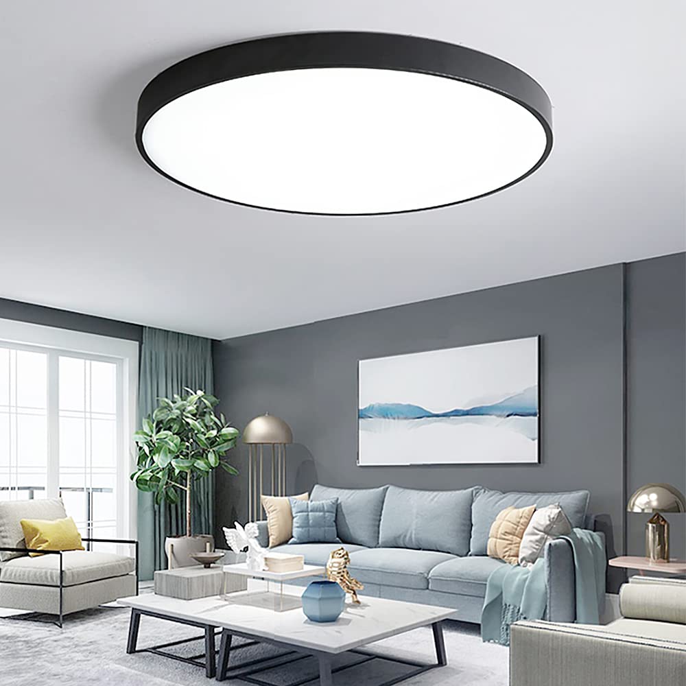 Jdong Plafoniera LED Nera Rotonda Ø50CM 54W