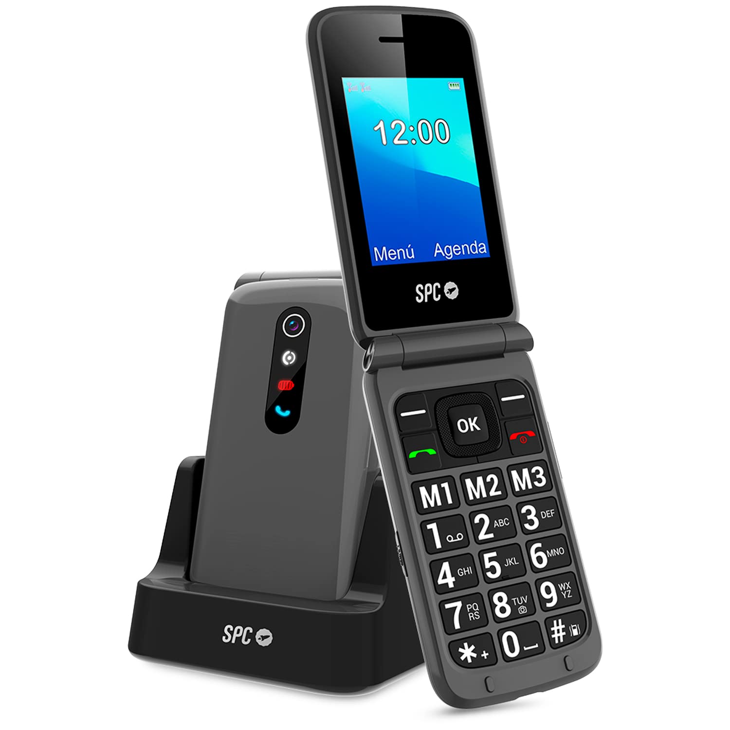 Spc Stella 2 - Telefono Cellulare Flip Anziani, Nero