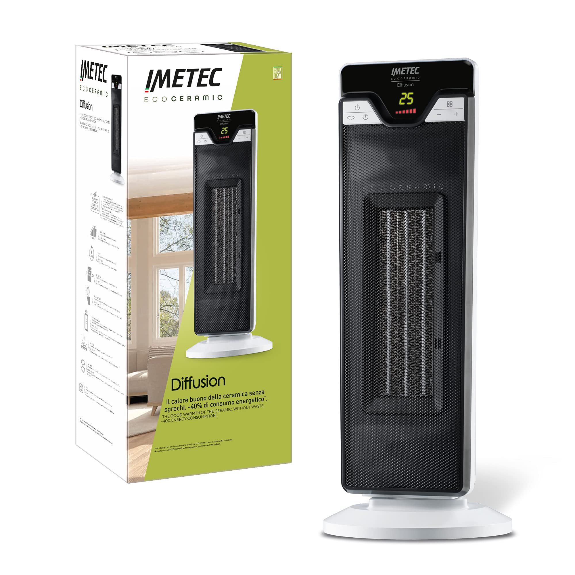 Imetec Eco Ceramic Diffusion - Stufetta Elettrica Basso Consumo