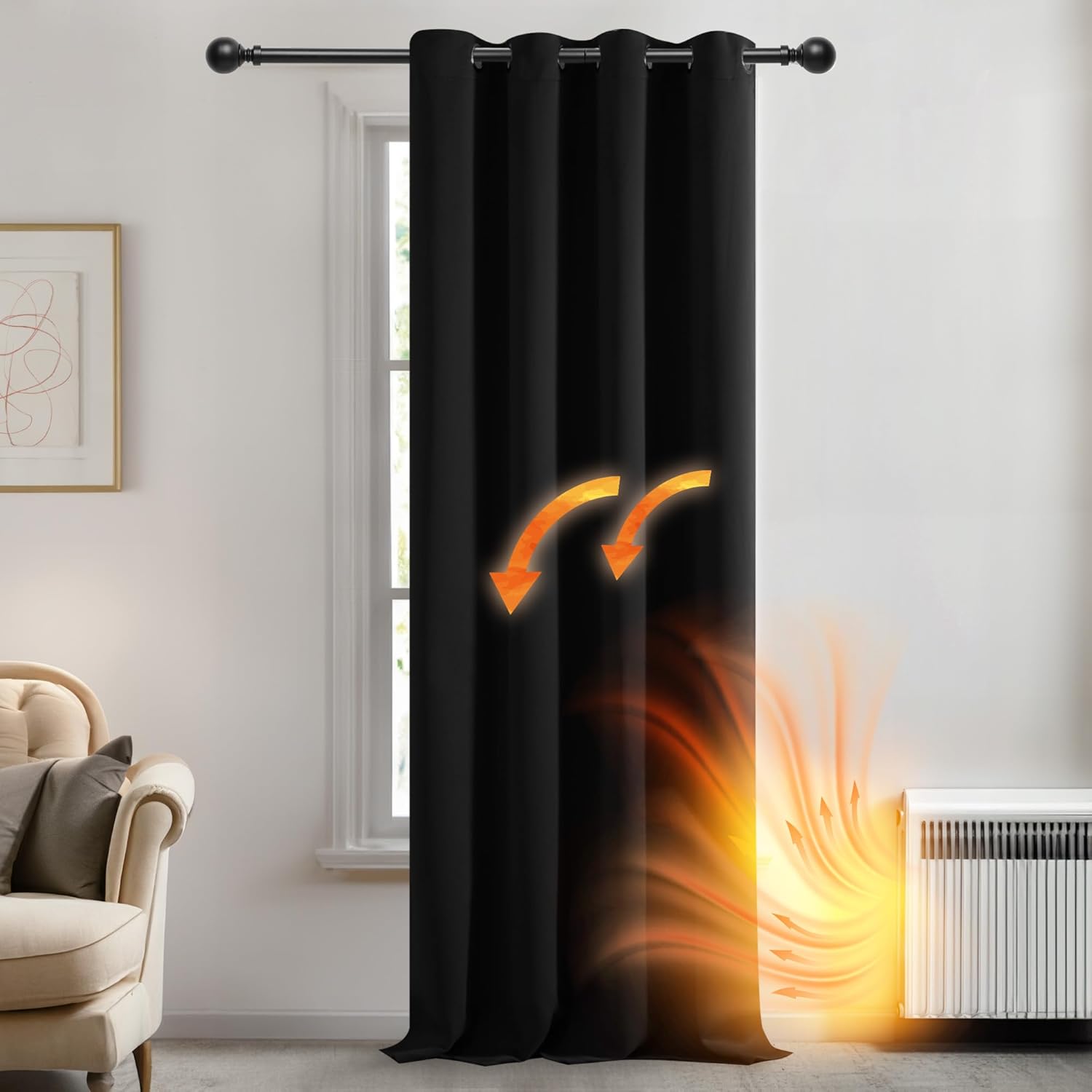 Deconovo Tenda Oscurante Moderna 254x242cm, Nera - immagine 2