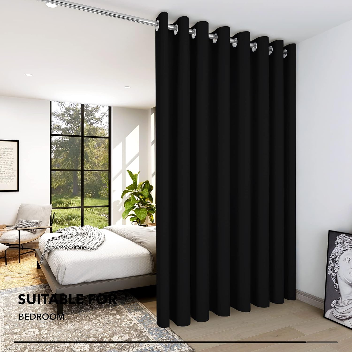 Deconovo Tenda Oscurante Moderna 254x242cm, Nera - immagine 6
