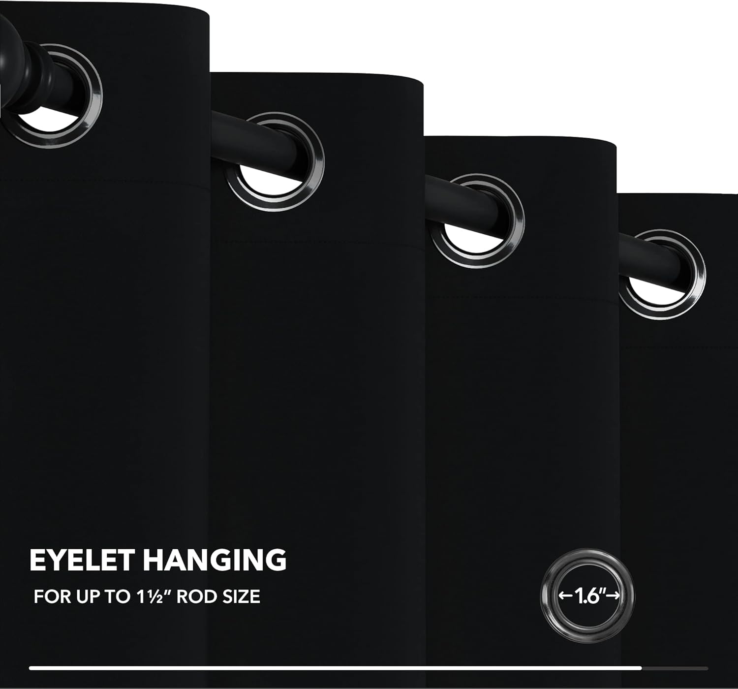 Deconovo Tenda Oscurante Moderna 254x242cm, Nera - immagine 8