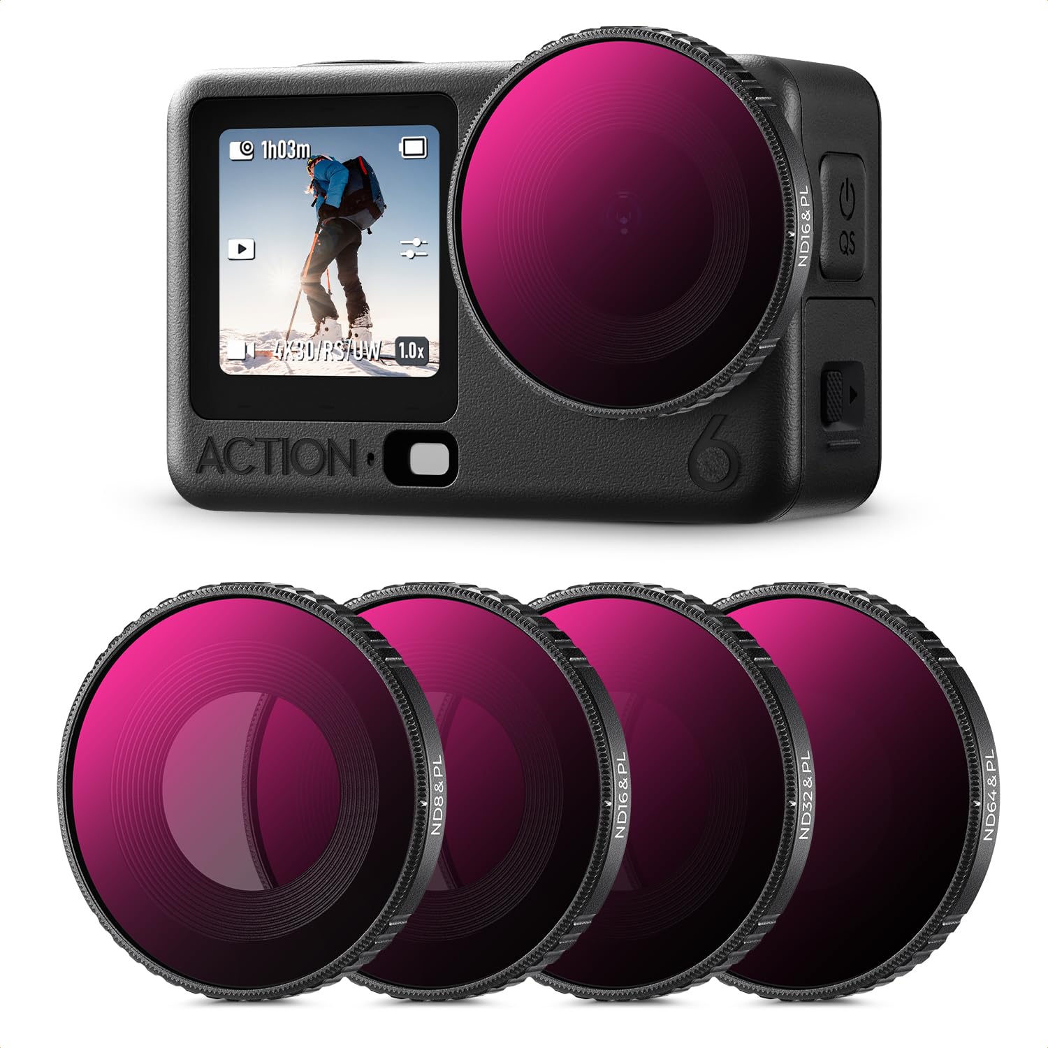 K&f Concept Kit Filtri ND/PL per DJI Osmo Action 6, 4Pz