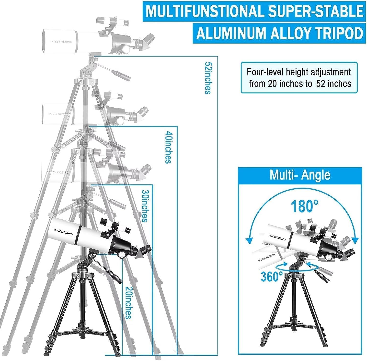 Celticbird Telescopio 80 mm apertura 600 mm (80600) - immagine 4