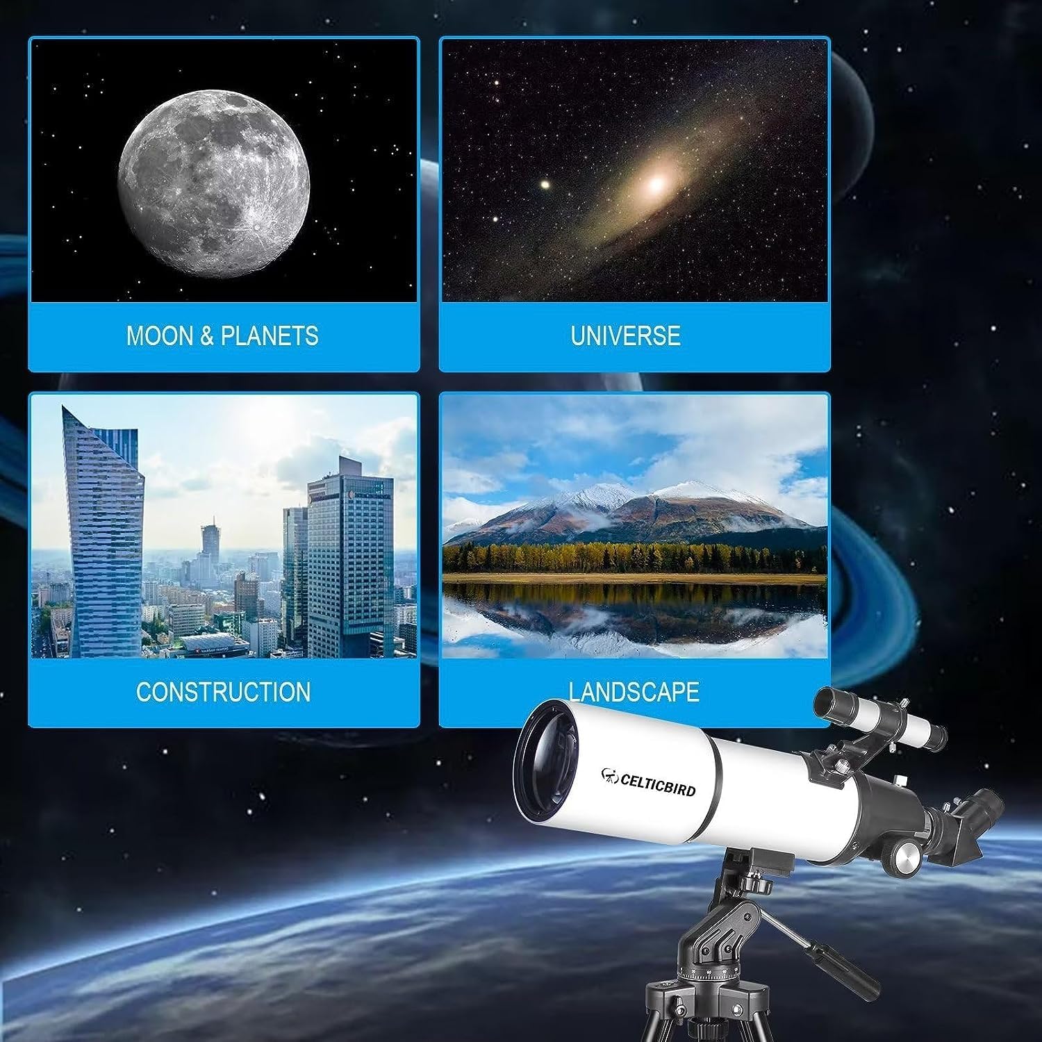 Celticbird Telescopio 80 mm apertura 600 mm (80600) - immagine 6