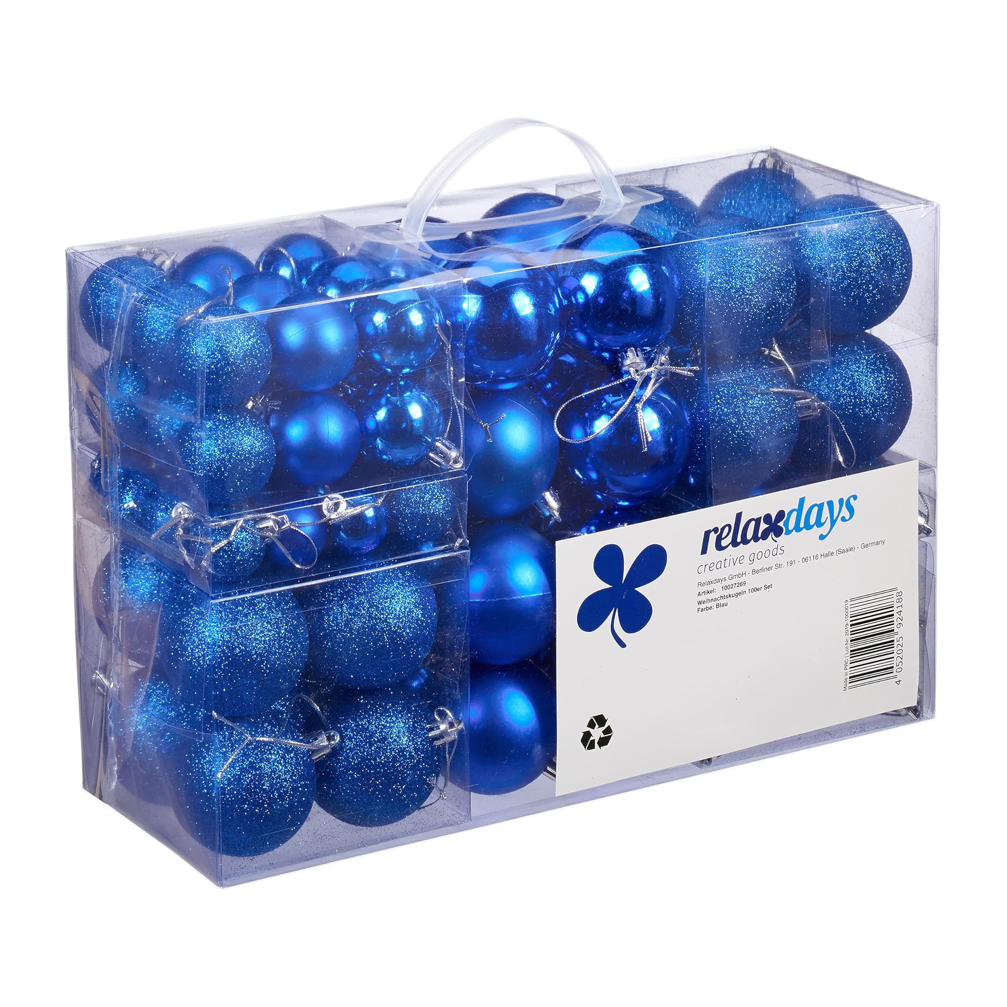 Relaxdays Palline di Natale Set da 100, Blu