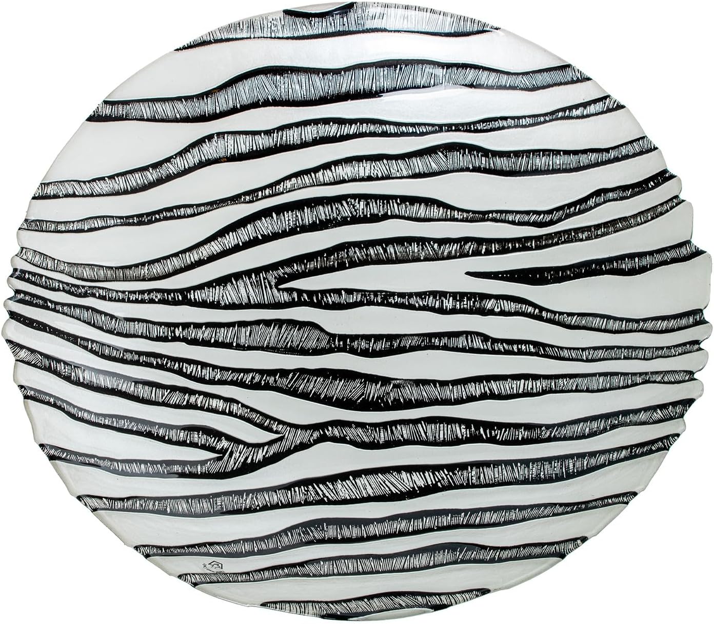 DRW Set 4 Centri di Vetro Rotondi con Disegno Zebra - immagine 1