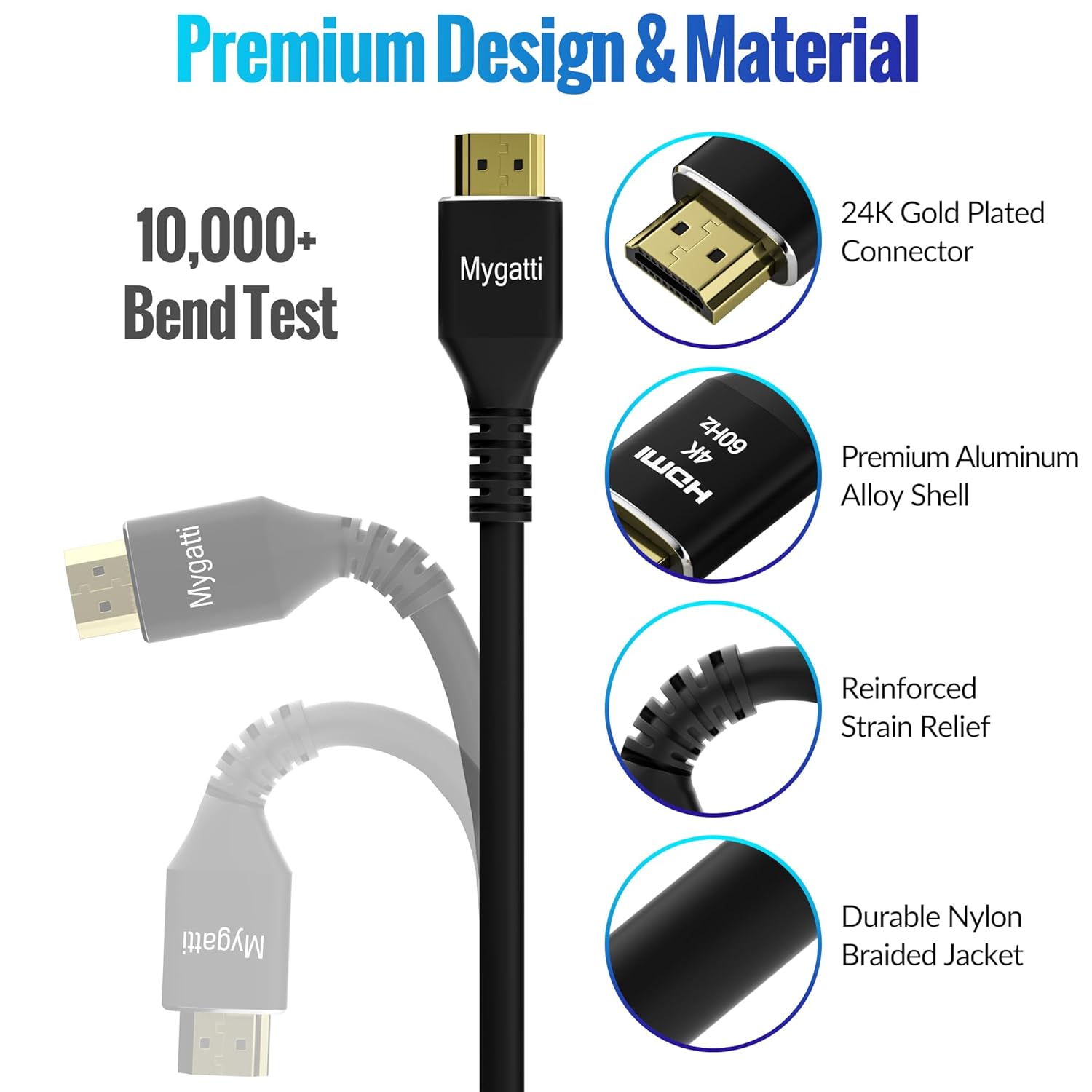 Mygatti Cavo 4K HDMI 2.0 da 3 metri (10 pezzi) - immagine 4