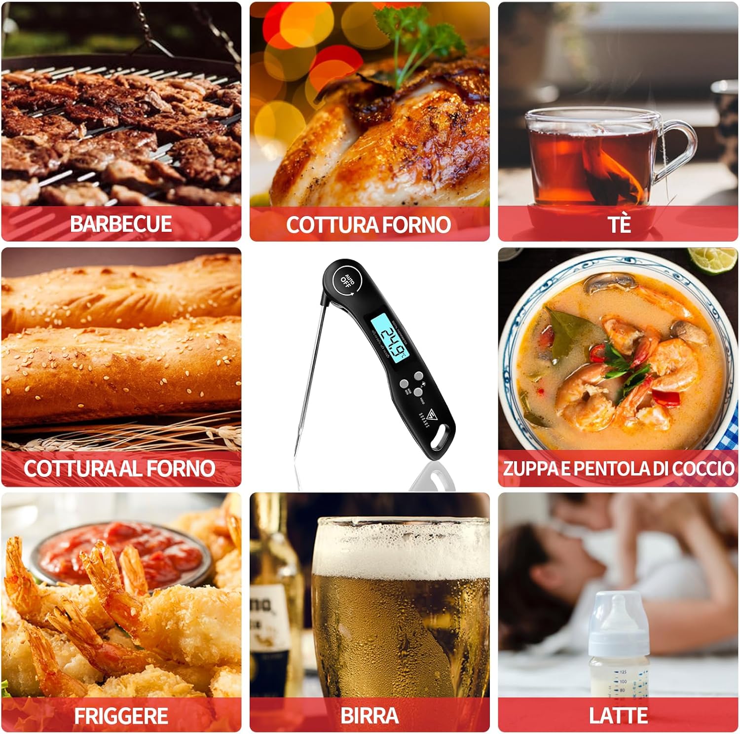 Termometro da Cucina Digitale con Sonda Lunga Pieghevole - immagine 5