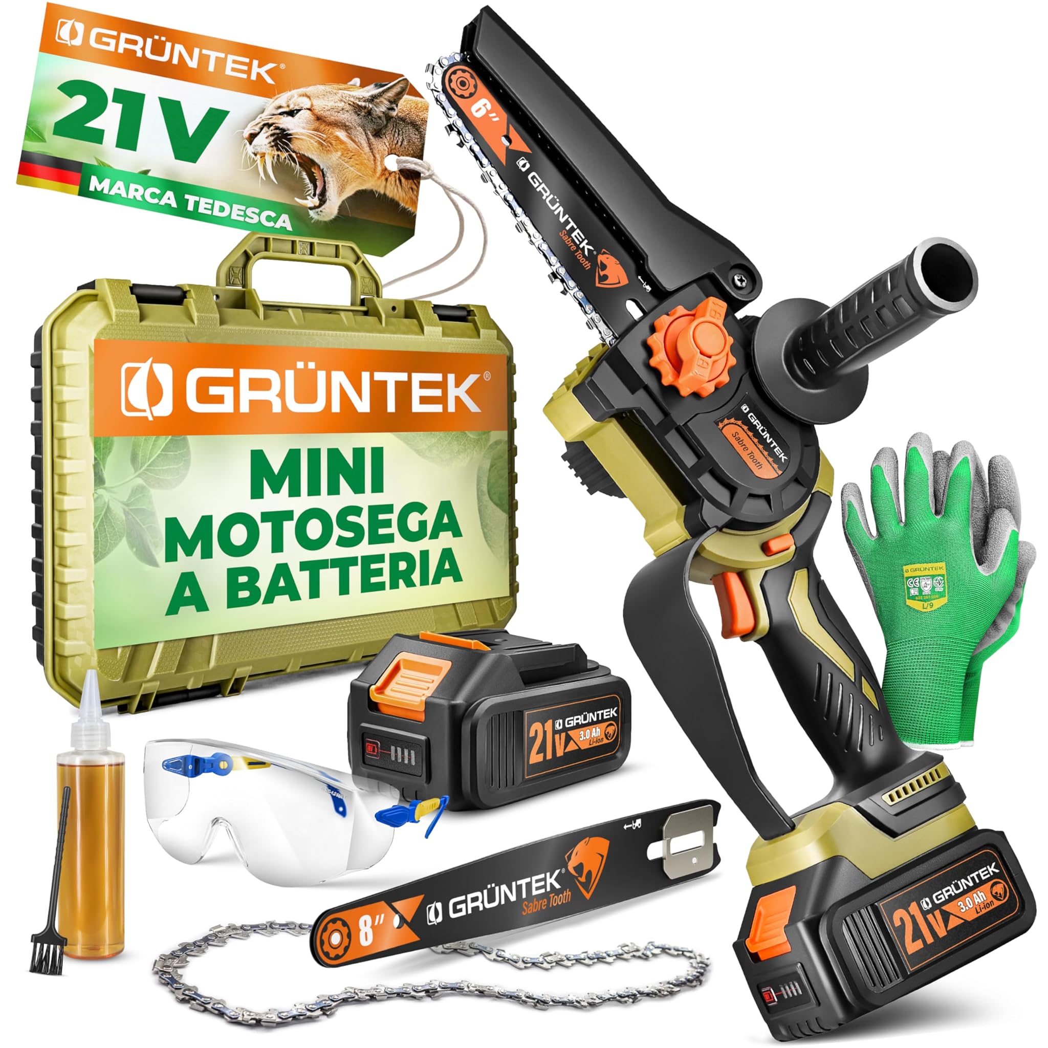 Grüntek Mini Motosega a Batteria 21V Brushless