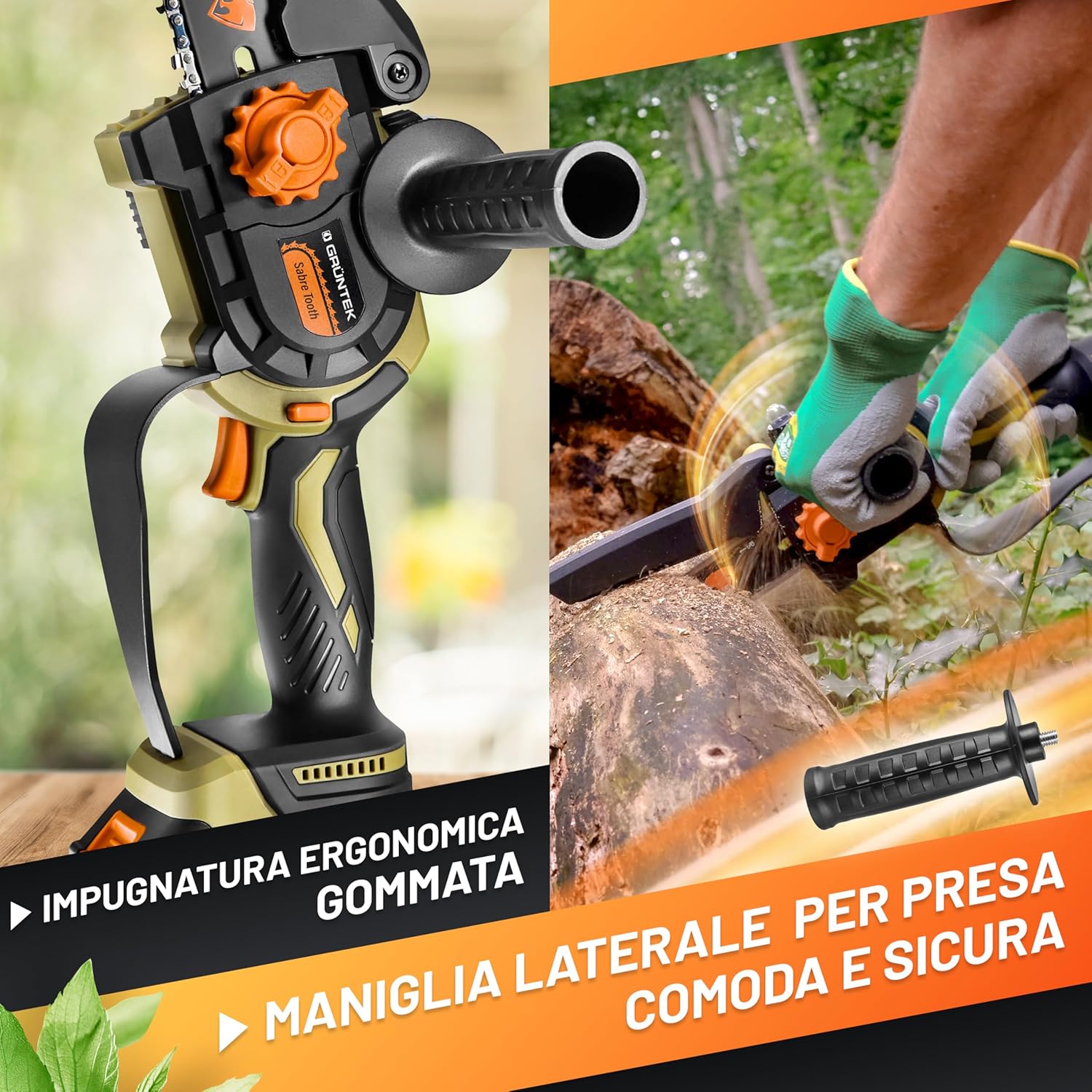 Grüntek Mini Motosega a Batteria 21V Brushless - immagine 3