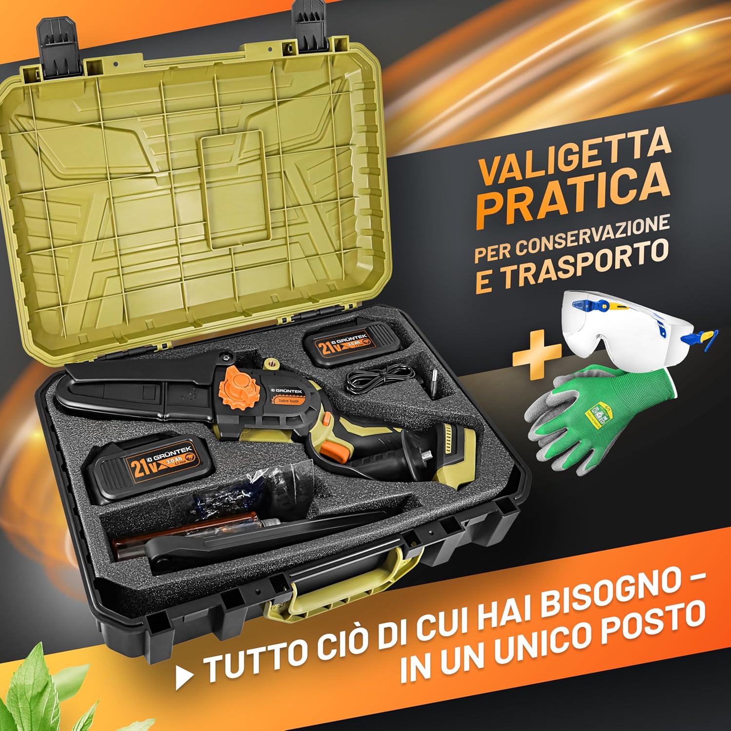 Grüntek Mini Motosega a Batteria 21V Brushless - immagine 8