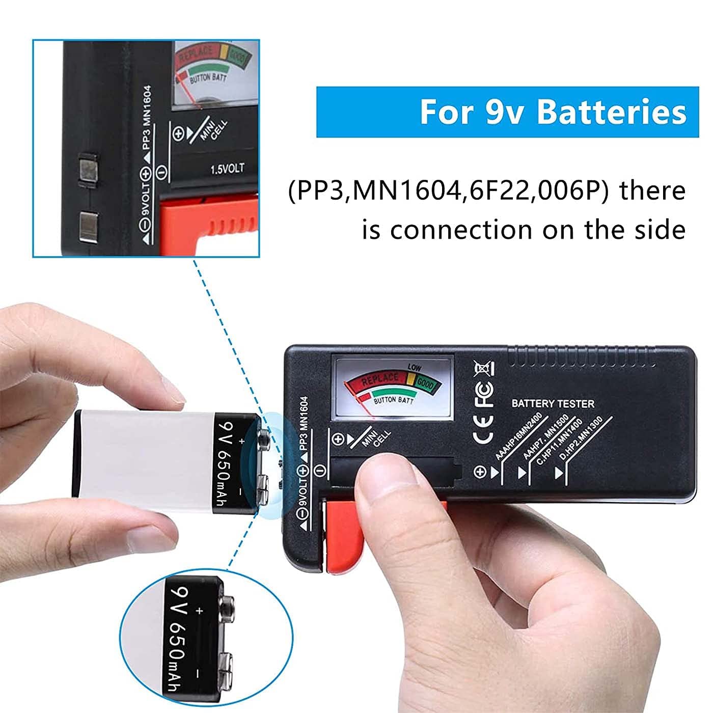 Tester Volt per Batterie AA, AAA, C, D, 9V 1.5V - immagine 4