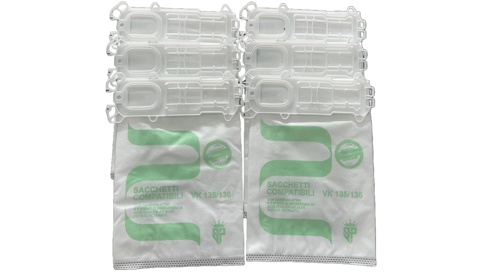 6 Sacchetti Compatibili per Vorwerk Folletto VK 135 136
