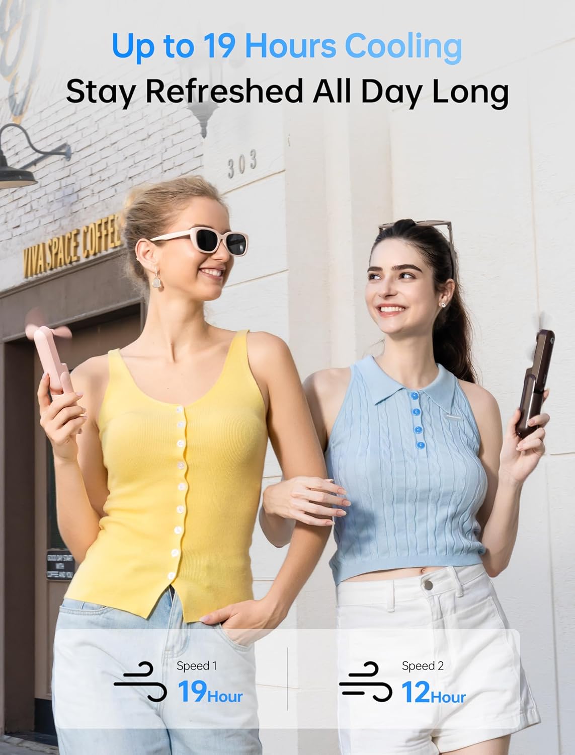 Jisulife Mini Ventilatore Portatile 3 in 1 Ricaricabile, Rosa - immagine 3