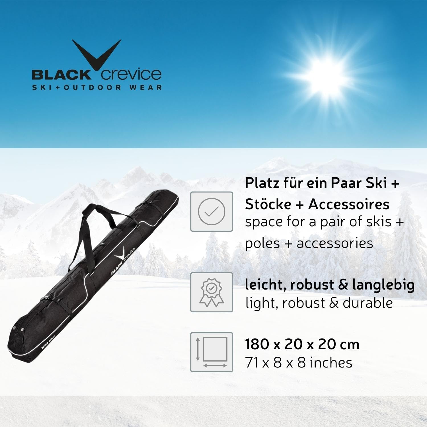 Black Crevice Skitasche - Borsa sportiva da 180 cm - immagine 2