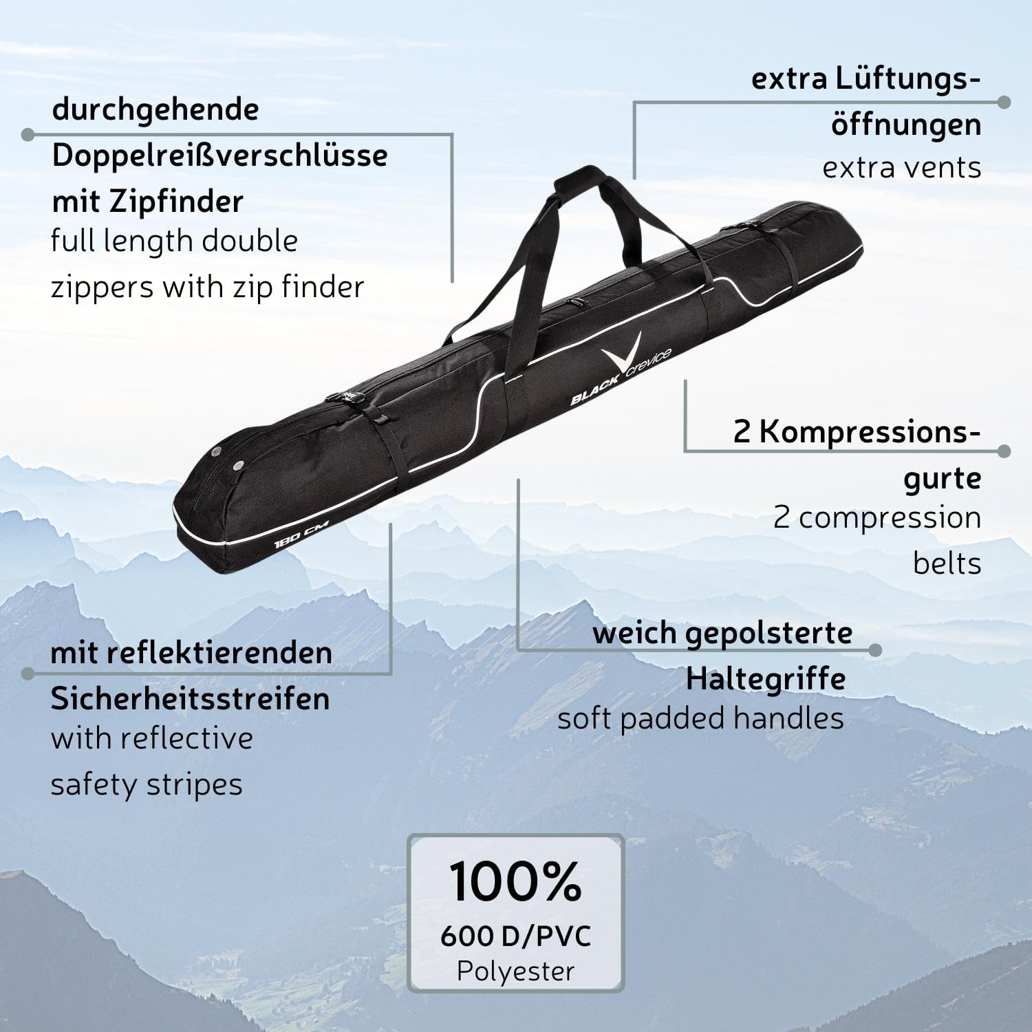 Black Crevice Skitasche - Borsa sportiva da 180 cm - immagine 4
