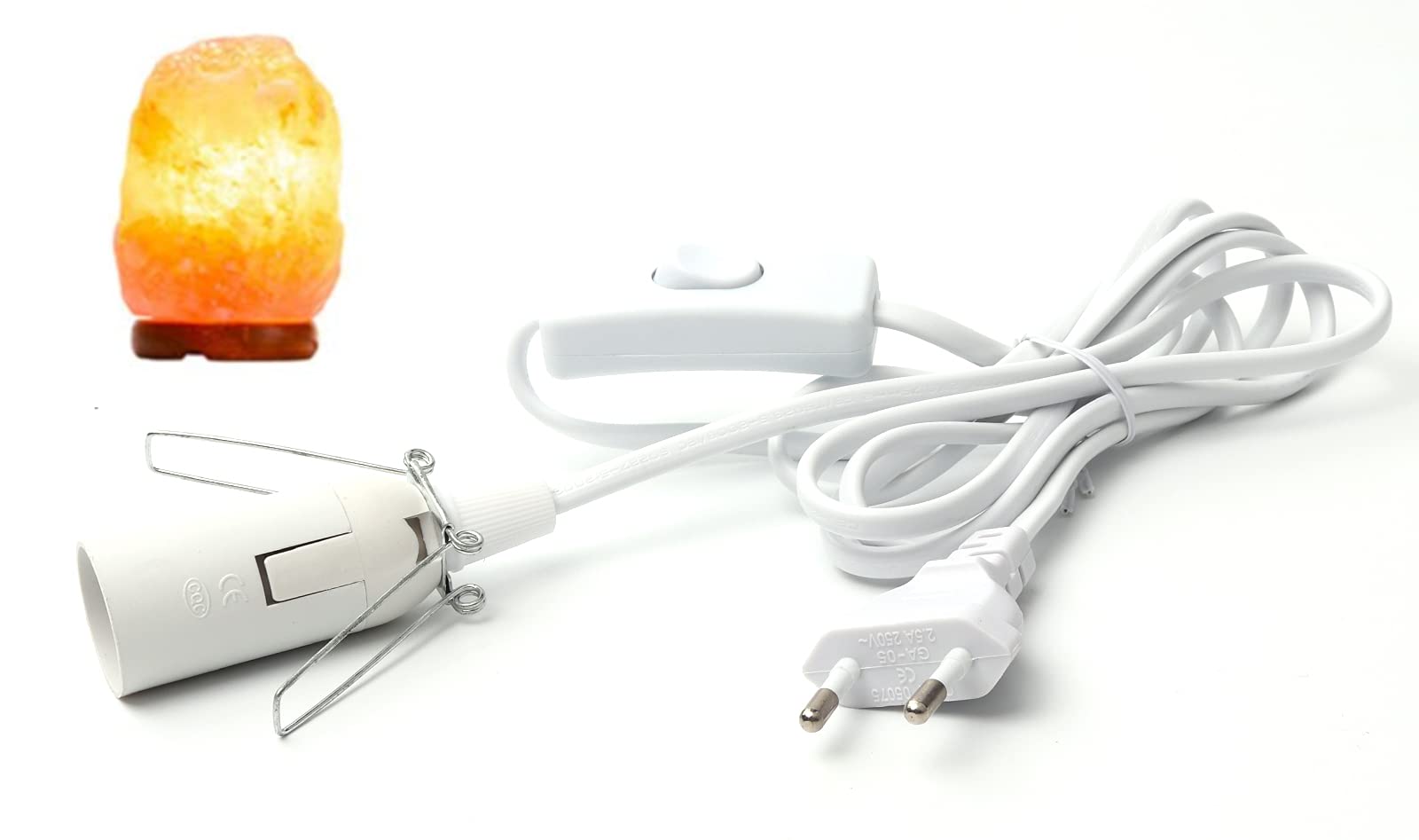 Hotloop Cavo per Lampada di Sale con Interruttore E14 1,8m, Bianca