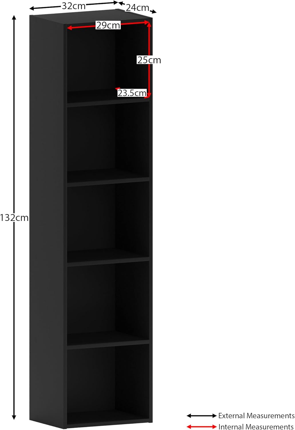 Vida Designs Oxford Cube Libreria, Legno, Nero, 5 Ripiani - immagine 3
