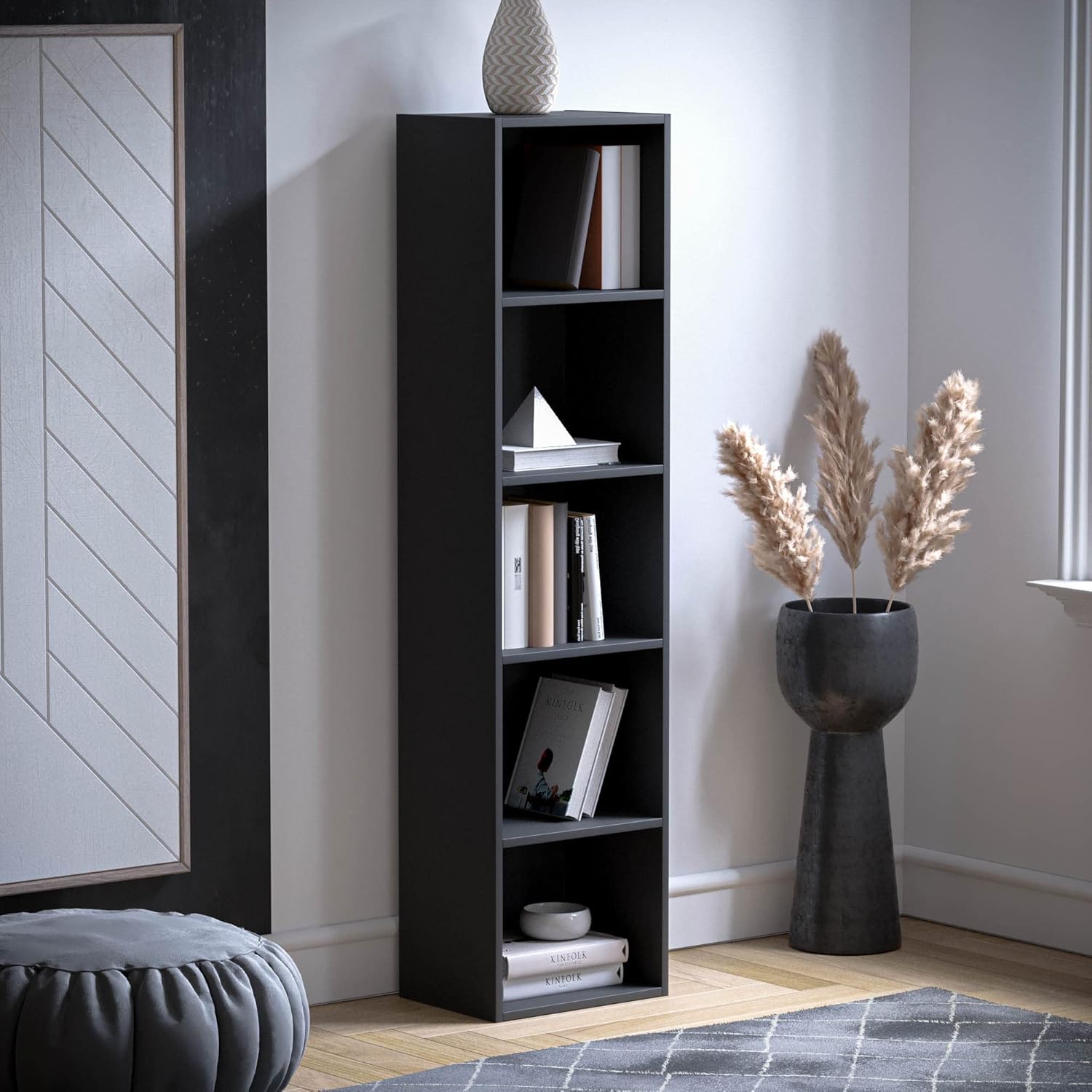 Vida Designs Oxford Cube Libreria, Legno, Nero, 5 Ripiani - immagine 6