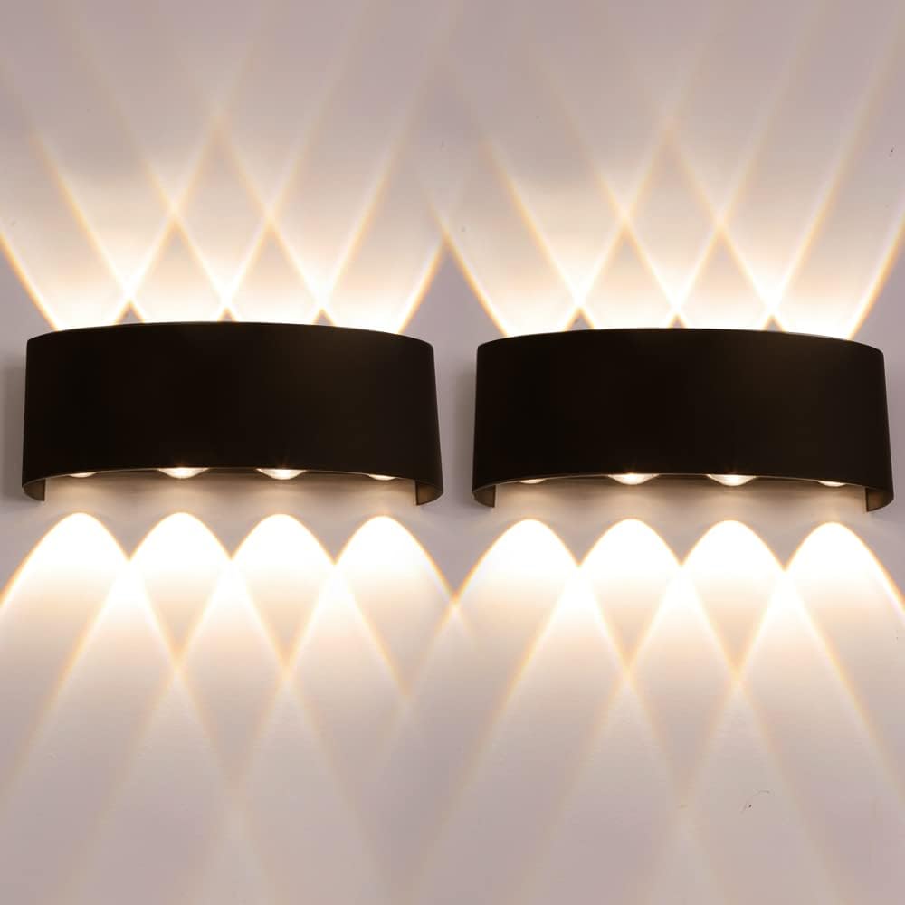 Fupe 2 Pack Applique da Esterno/Interno LED 16W, Nero - immagine 1