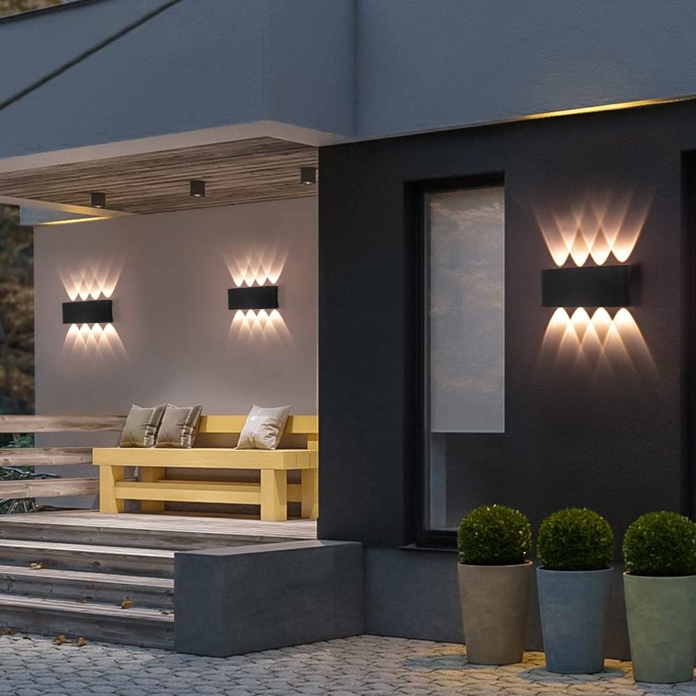 Fupe 2 Pack Applique da Esterno/Interno LED 16W, Nero - immagine 3