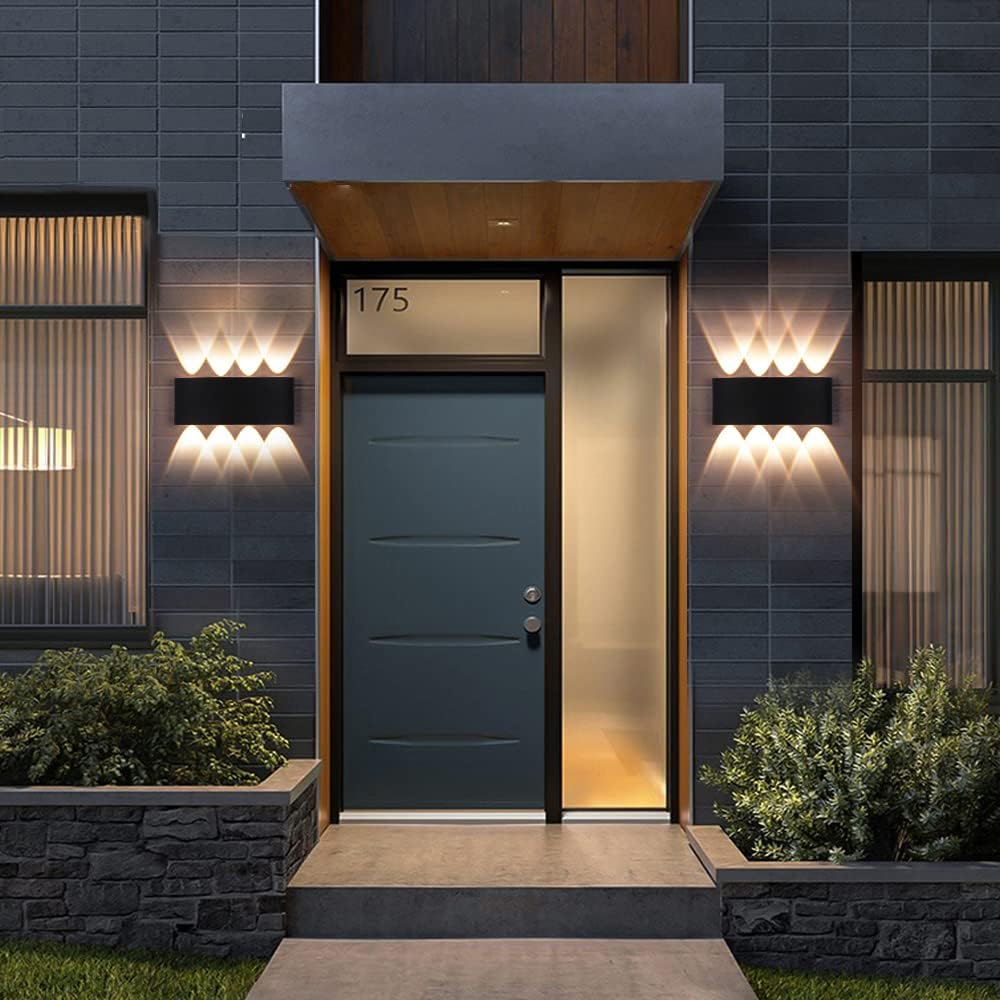 Fupe 2 Pack Applique da Esterno/Interno LED 16W, Nero - immagine 7