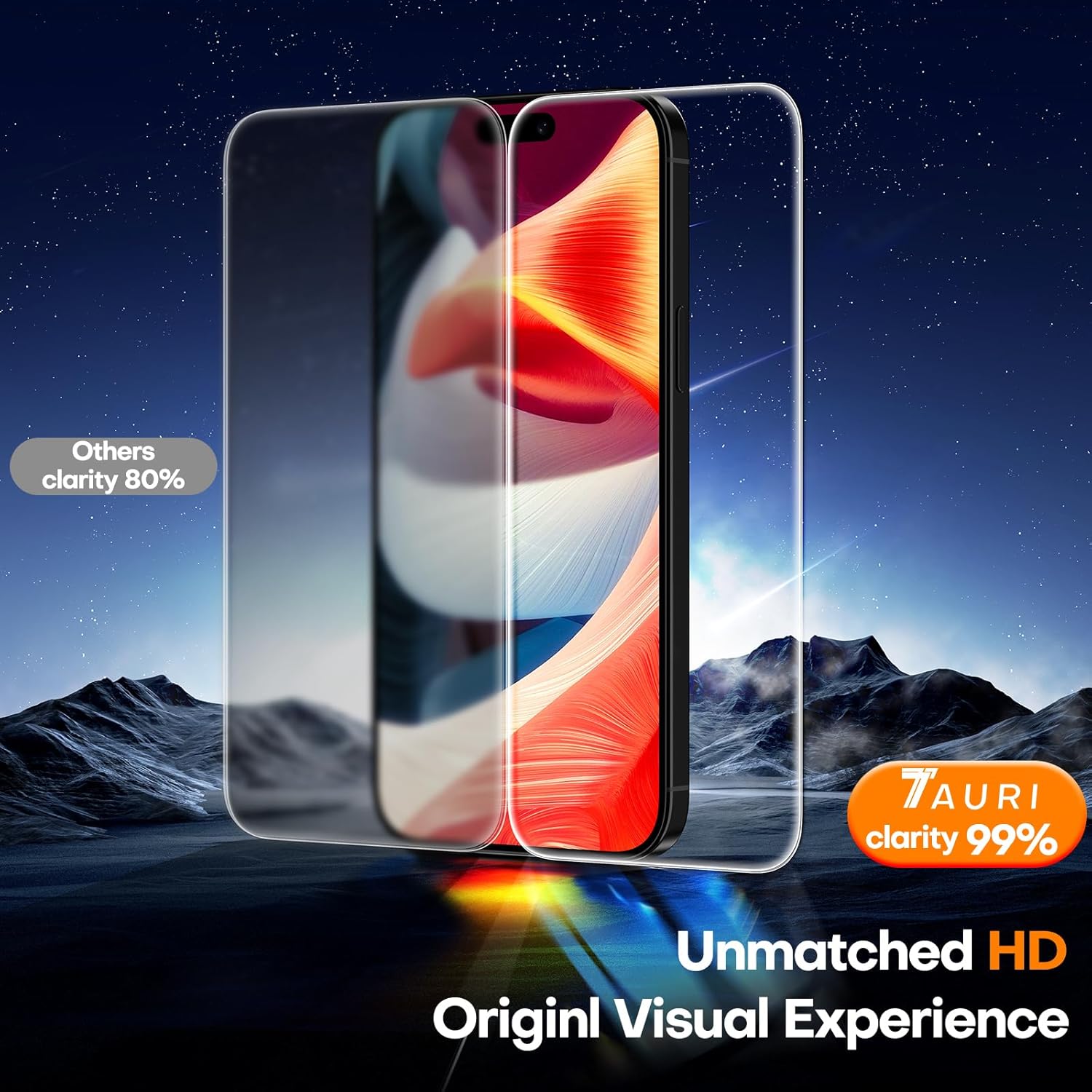 Tauri 3 Pezzi Pellicola Vetro Temperato per iPhone 15 6,1" - immagine 2