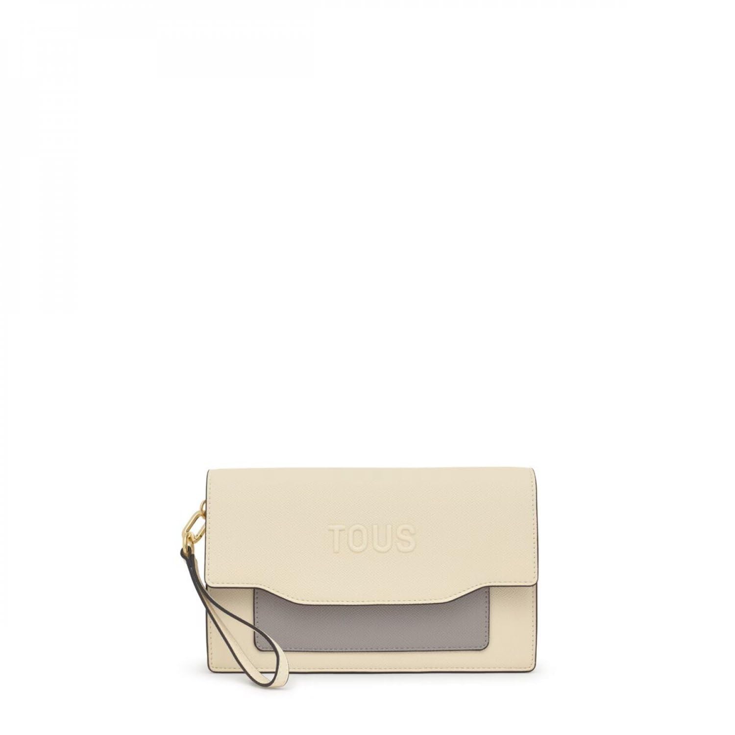 TOUS Clutch Audree Saffiano Beige-Gris, Borsa Donna, 14.5 x 22.5 x 5.3 cm