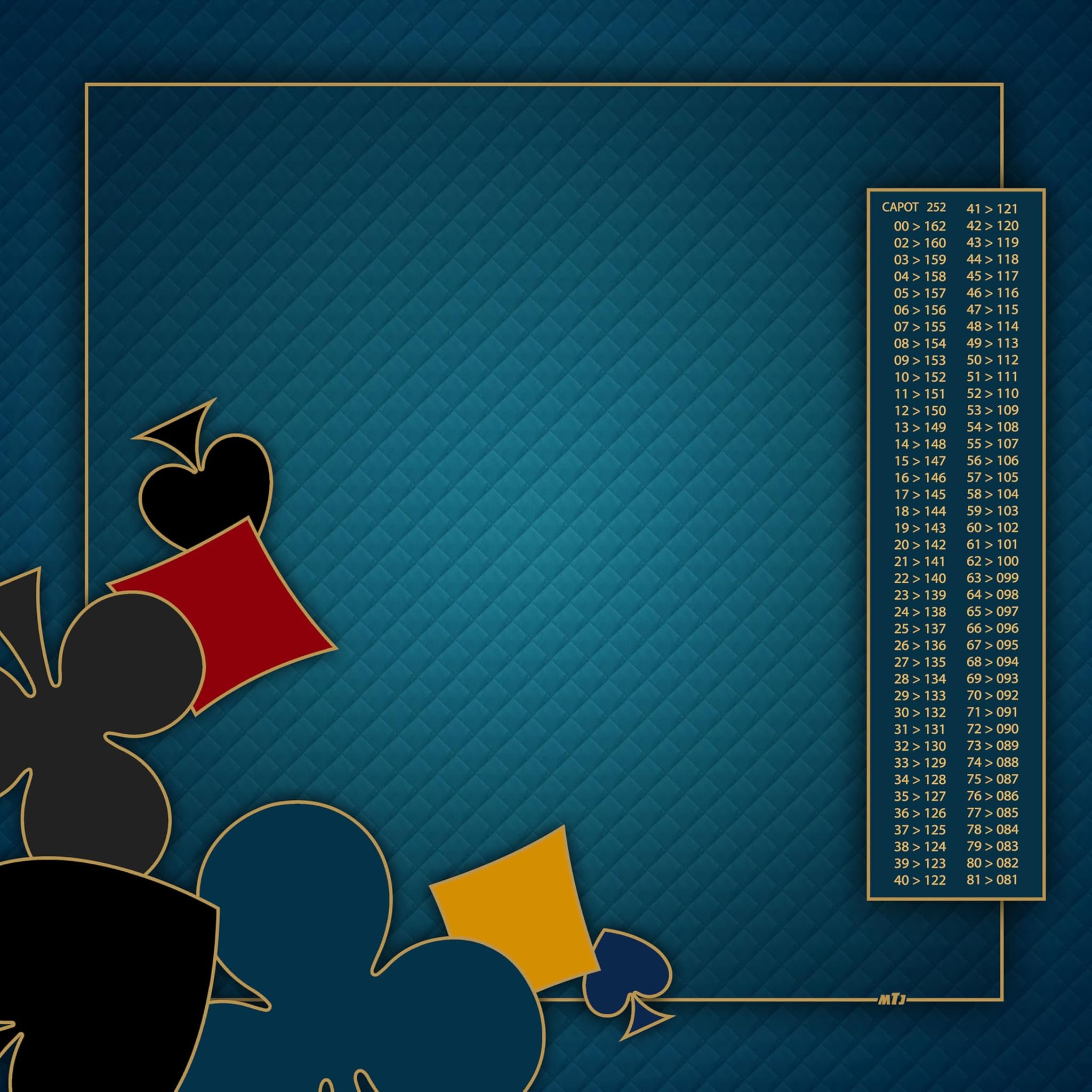 MTJ® - Tappeto Belote Prestige OC 60x60 cm, Blu