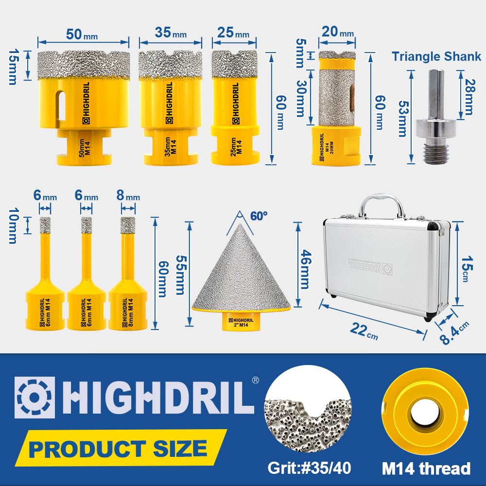 Highdril Kit Trapano Diamantato 9 Pezzi - immagine 2