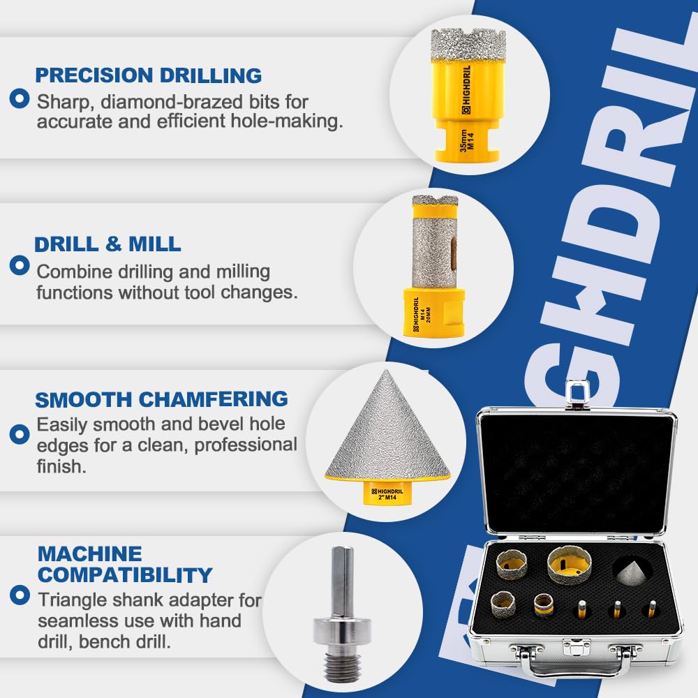 Highdril Kit Trapano Diamantato 9 Pezzi - immagine 3