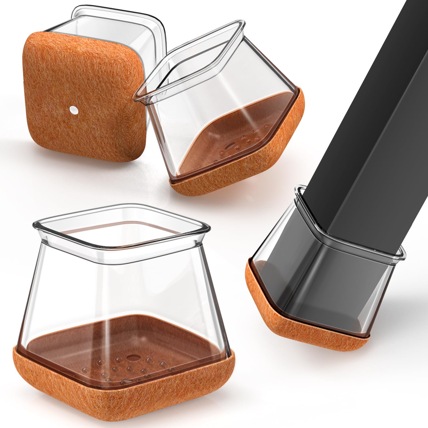 24 Gommini per Sedie Quadrati in Silicone Nero