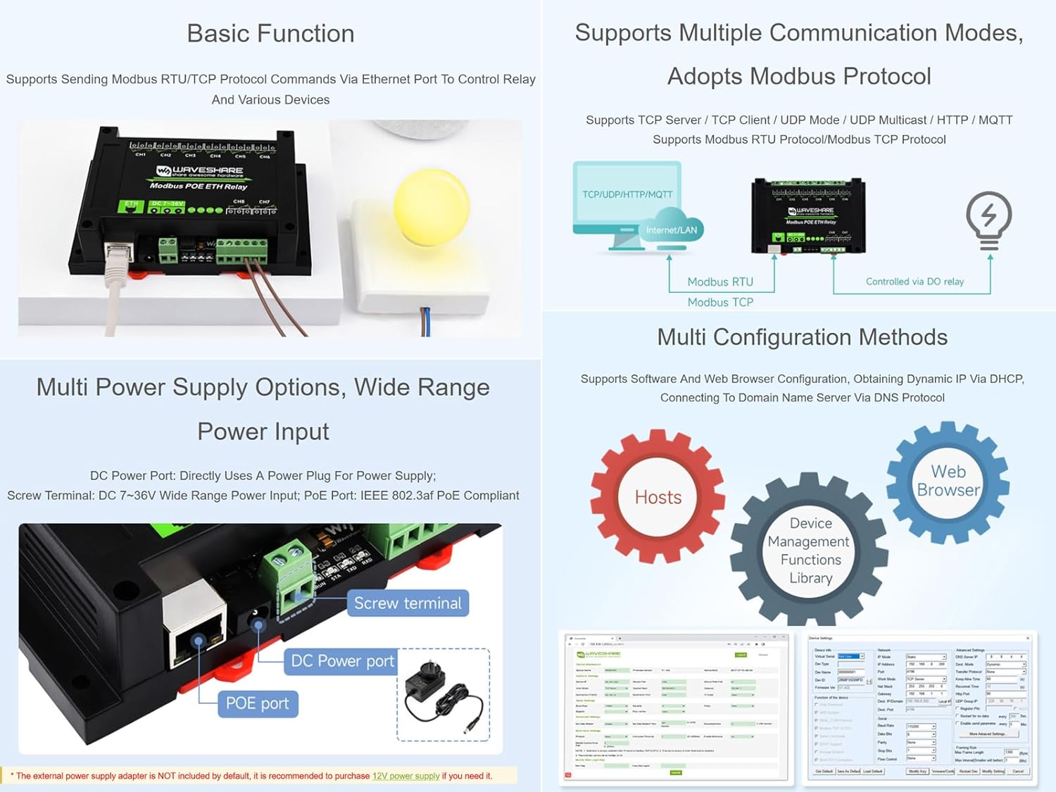 Relè Modbus POE ETH - Modulo Relay Ethernet 8 canali - immagine 3