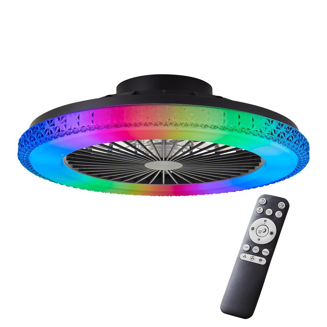 Brilliant Ventola nera Badria con funzione RGB - G60040/06