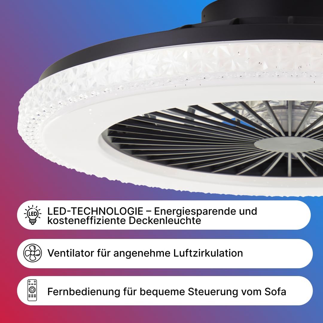 Brilliant Ventola nera Badria con funzione RGB - G60040/06 - immagine 2