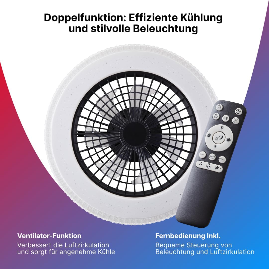 Brilliant Ventola nera Badria con funzione RGB - G60040/06 - immagine 5