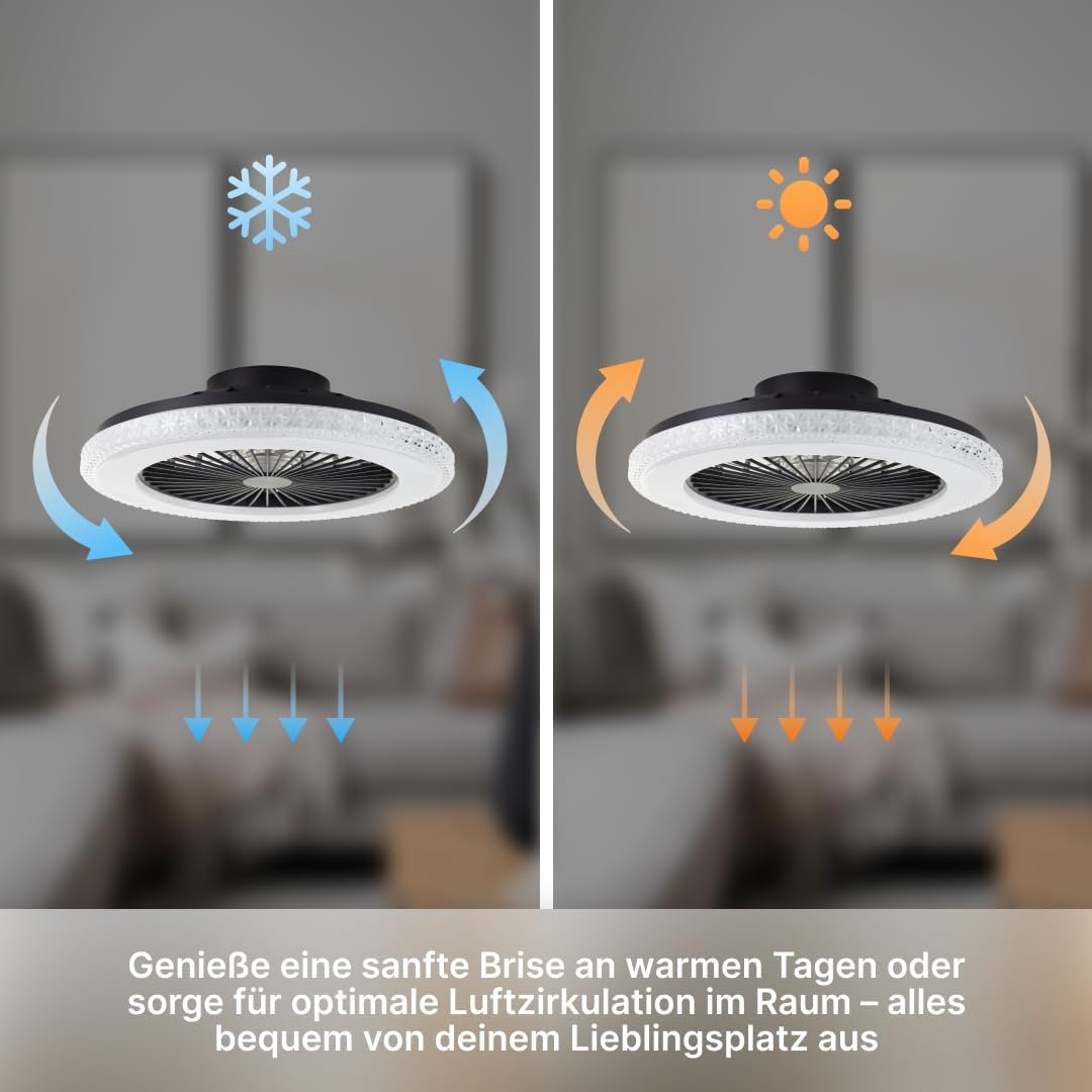 Brilliant Ventola nera Badria con funzione RGB - G60040/06 - immagine 6