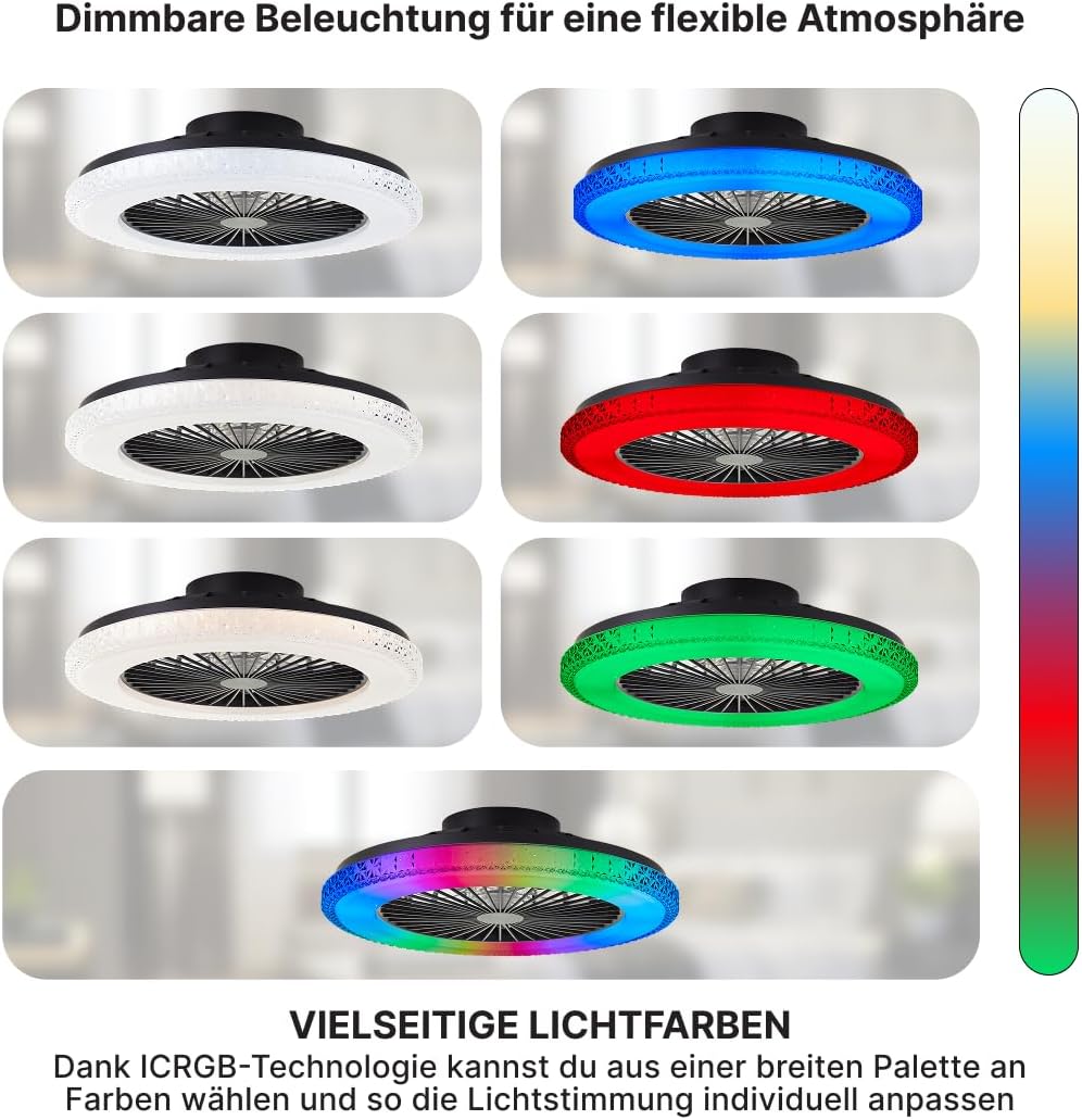 Brilliant Ventola nera Badria con funzione RGB - G60040/06 - immagine 7