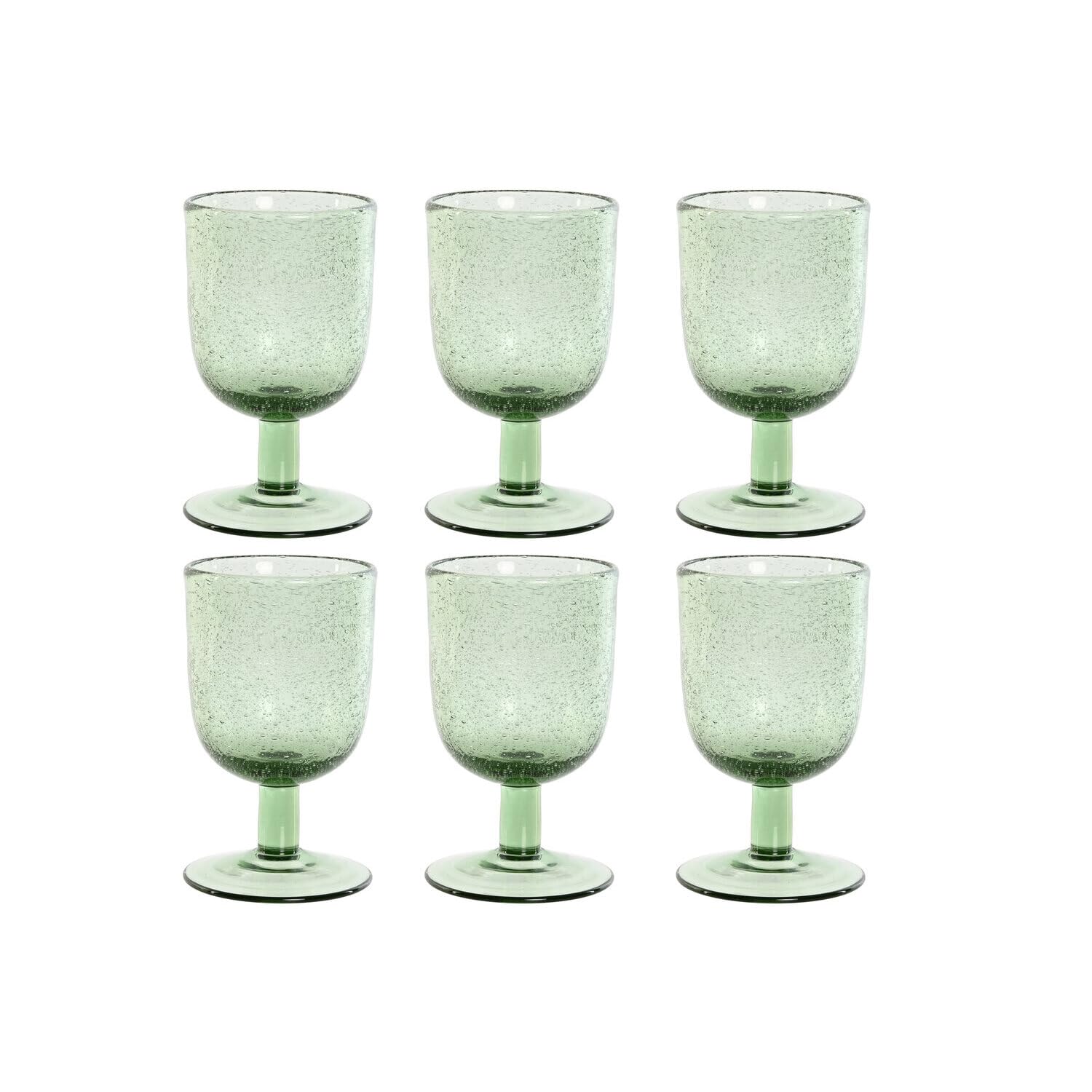 COPA SET 6 CRISTAL 8X8X14 300ML BURBUJAS VERDE