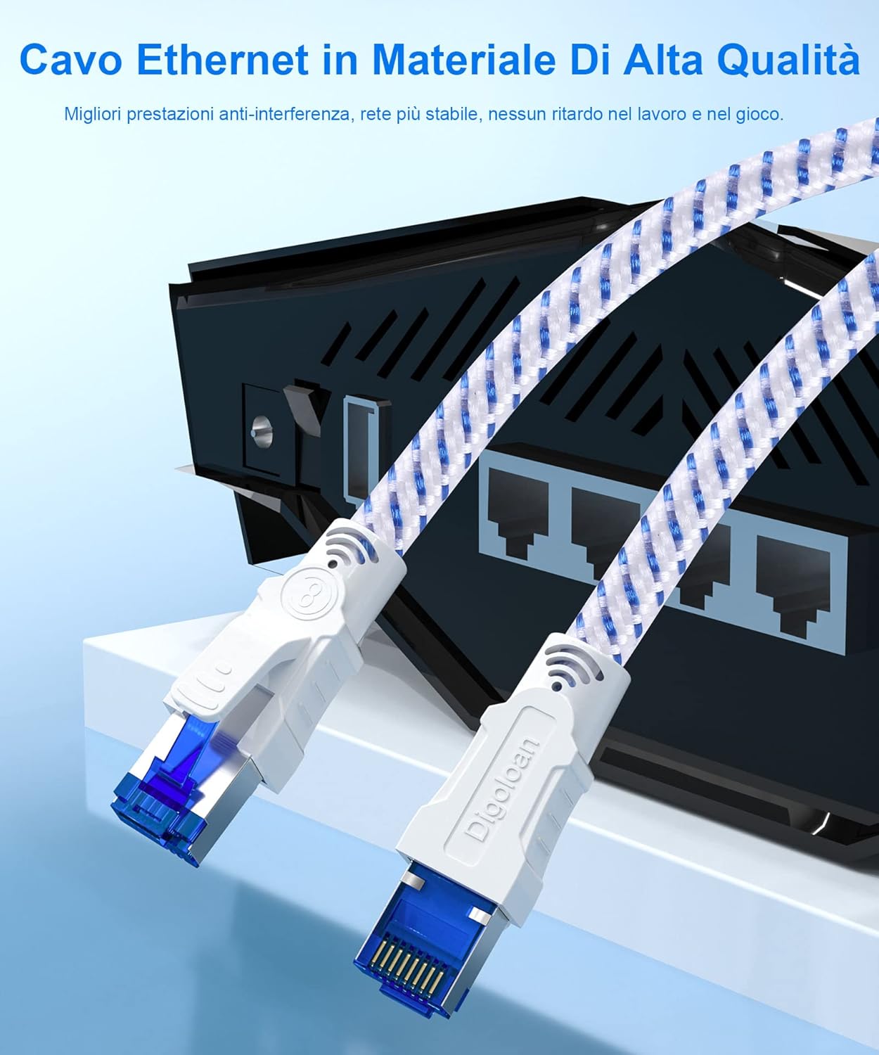 Cavo Ethernet 20 Metri Cat 8 Intrecciato in Nylon - immagine 3