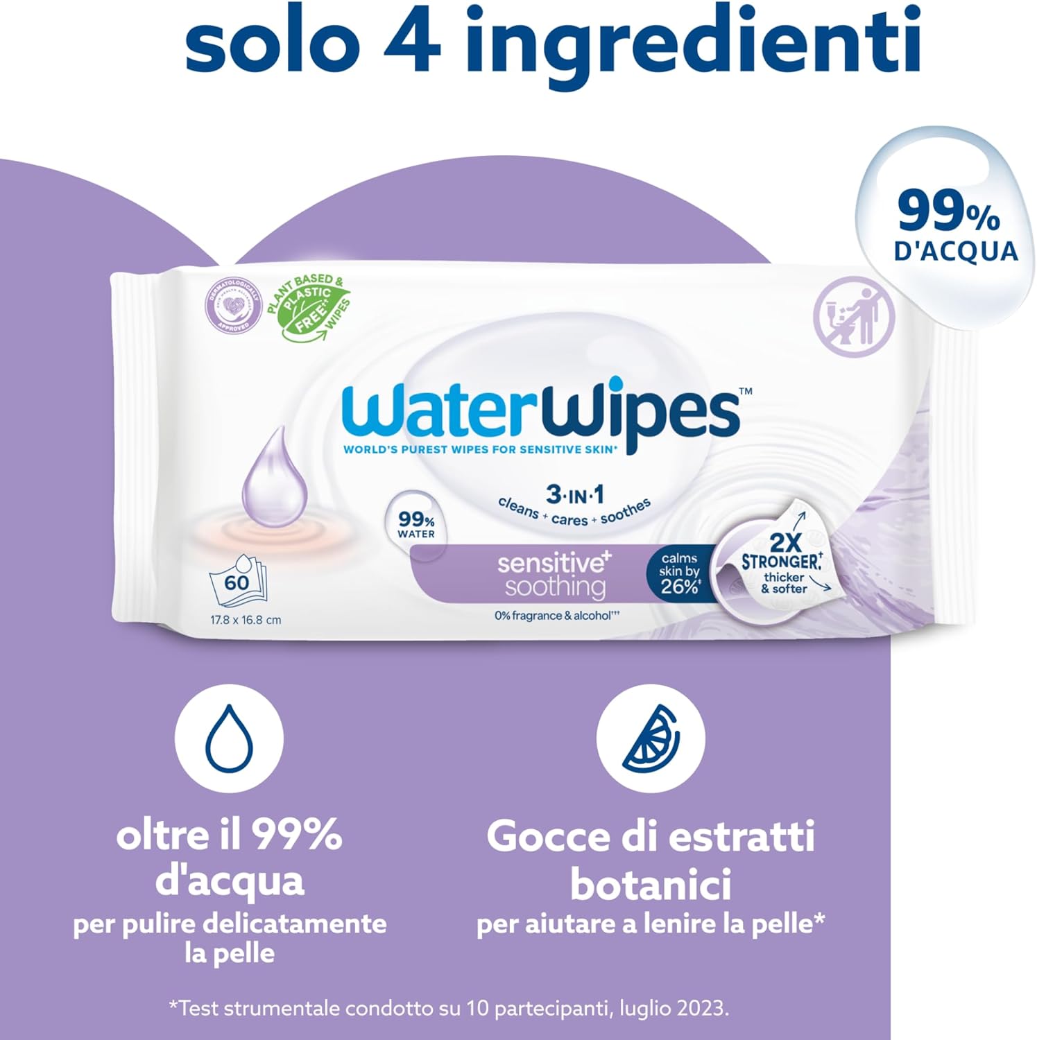 Waterwipes Sensitive+ Soothing Clean Wipes, 360 Pezzi - immagine 4