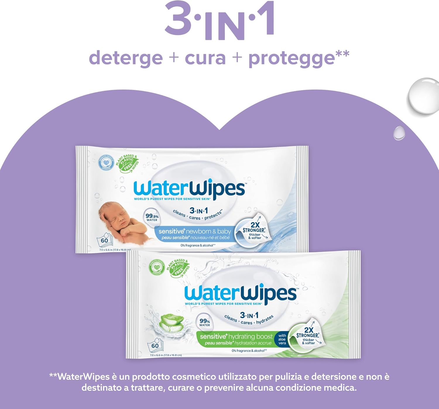Waterwipes Sensitive+ Soothing Clean Wipes, 360 Pezzi - immagine 7