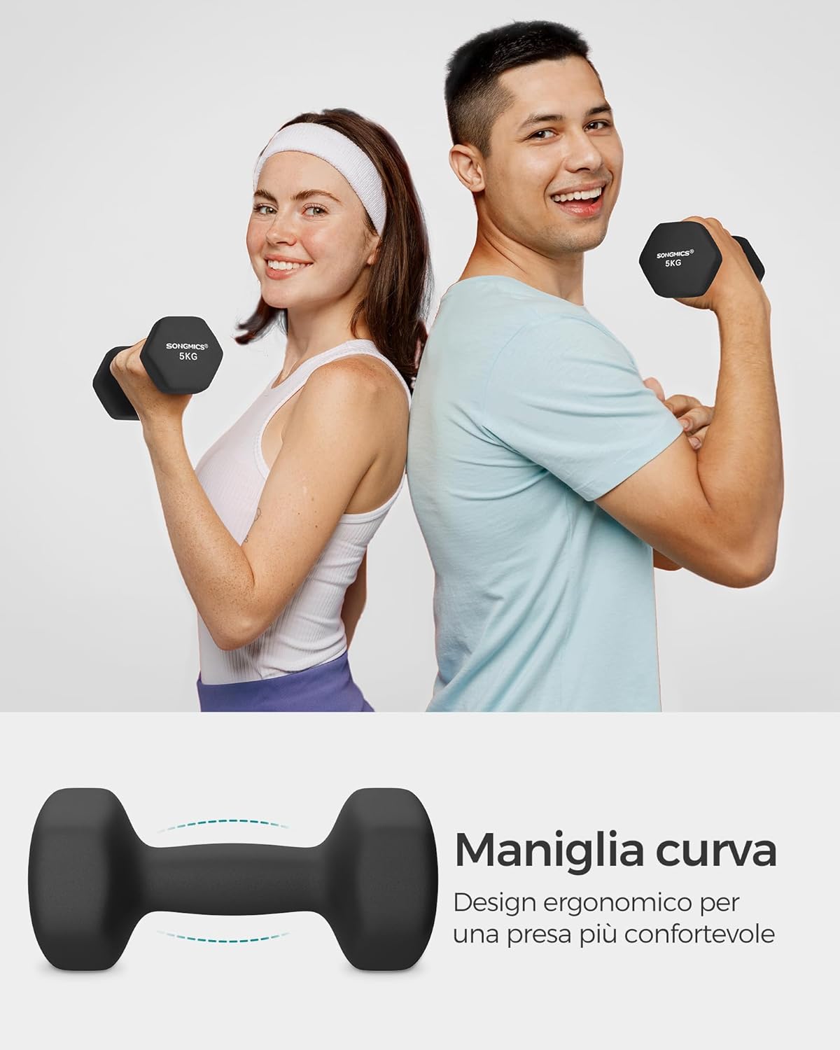 Songmics Set 2 Manubri Esagonali in Neoprene - immagine 3