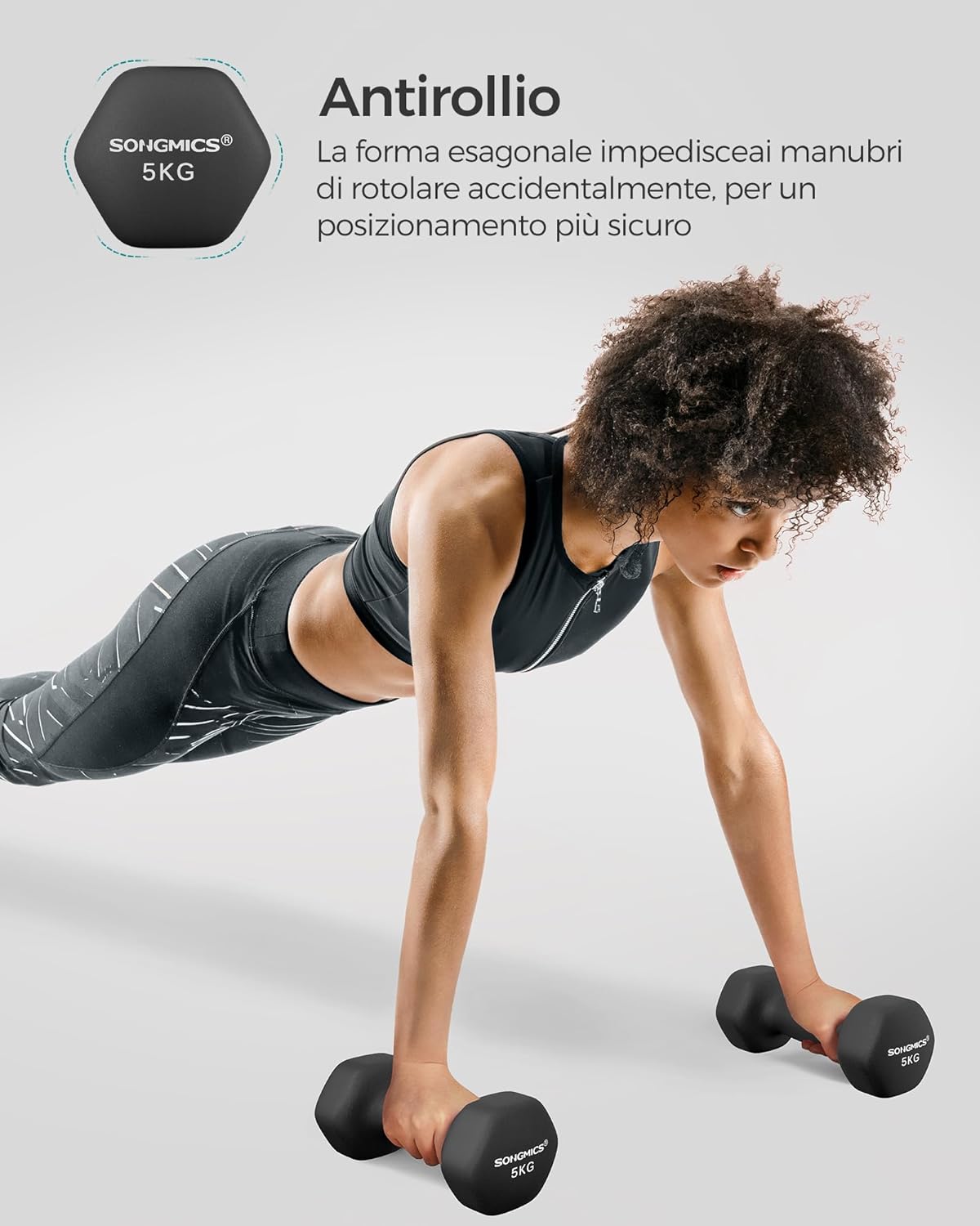 Songmics Set 2 Manubri Esagonali in Neoprene - immagine 6