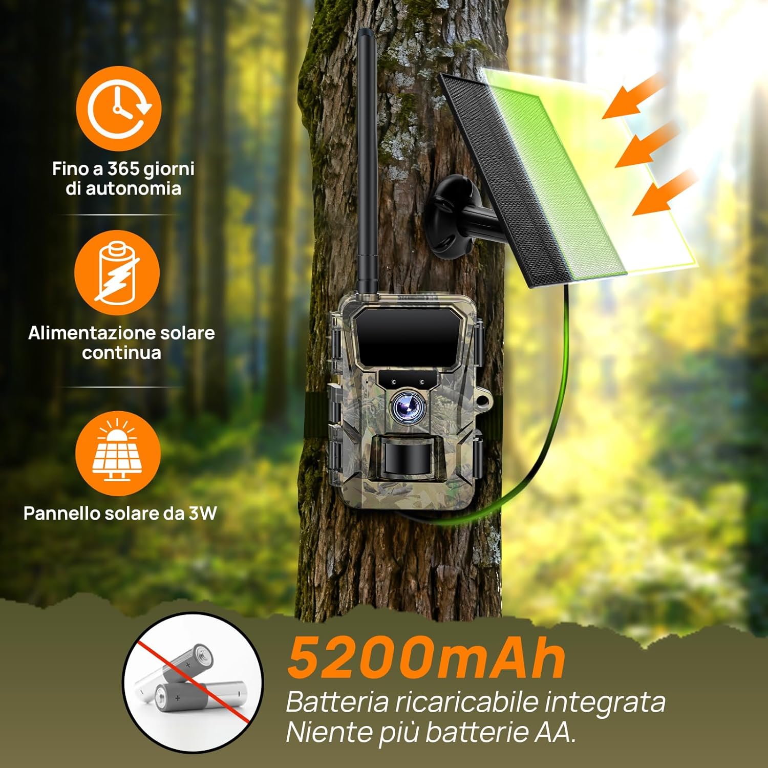Izeeker Fototrappola Solare 4G LTE 48MP con SIM e SD 64GB - immagine 4